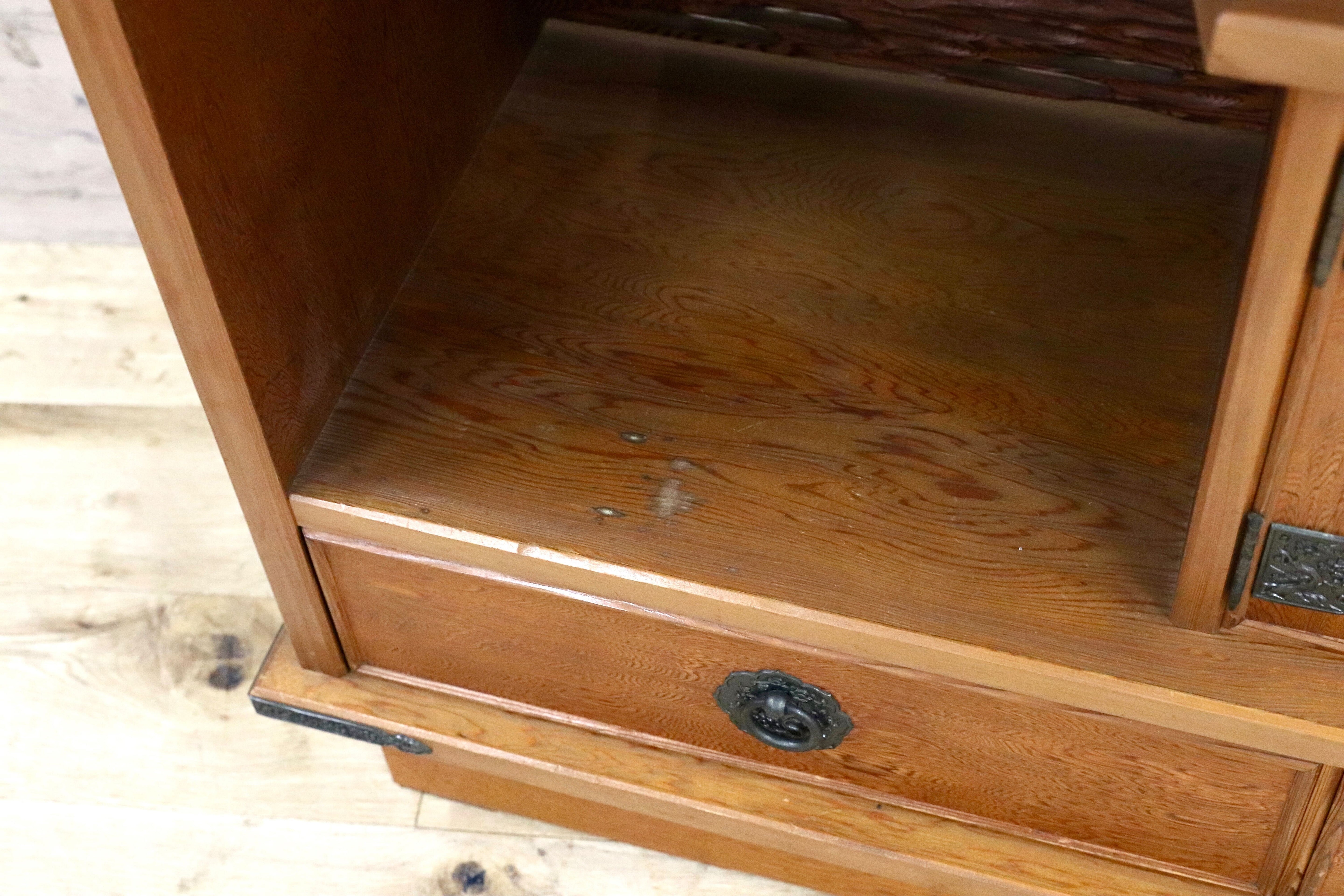 GMIH386○世界遺産屋久杉 茶棚 サイドボード リビングボード 飾り棚 シェルフ ラック 和家具 和モダン レトロ アンティーク 古民家