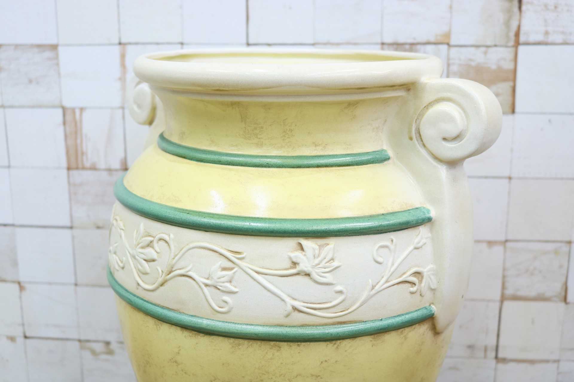 GMHS107◯イタリア製 傘立て アンブレラスタンド 花瓶 フラワーベース 陶器 壺 花器 オブジェ インテリア ヨーロピアン アンティーク