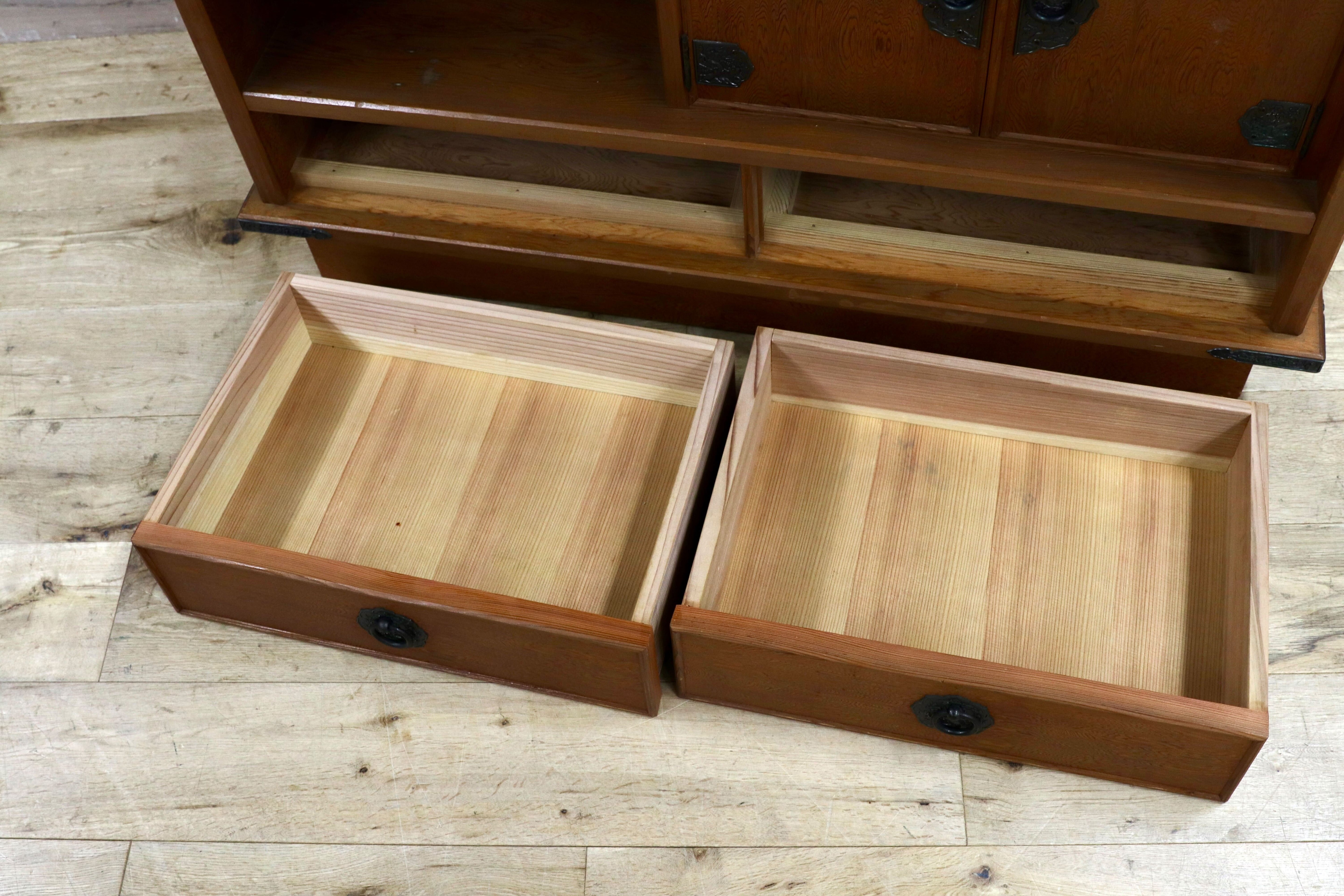 GMIH386○世界遺産屋久杉 茶棚 サイドボード リビングボード 飾り棚 シェルフ ラック 和家具 和モダン レトロ アンティーク 古民家