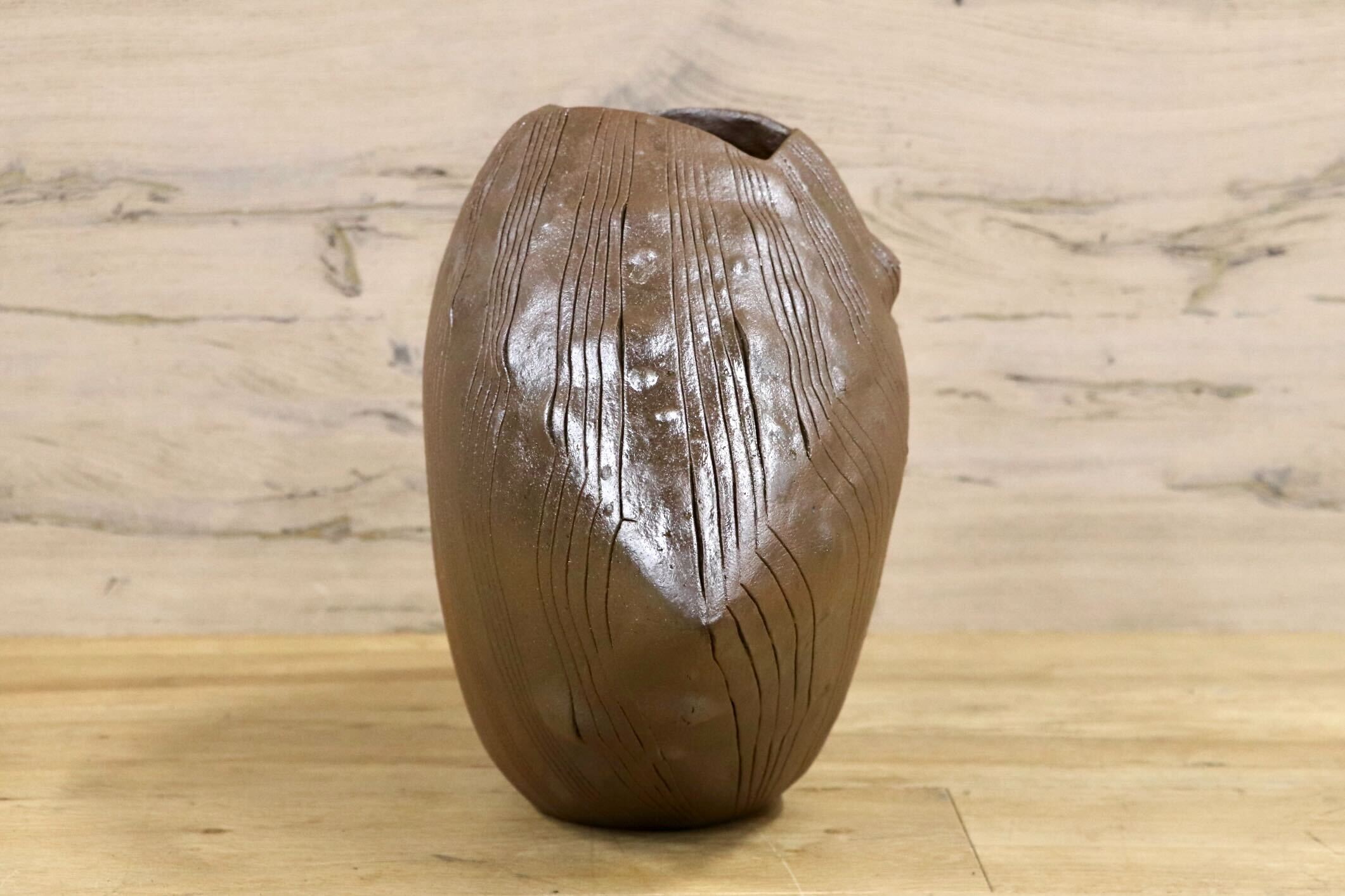 GMIO2◯市野悟窯 丹波焼 花瓶 フラワーベース 花入 壺 作家物 陶器 市野哲次 伝統工芸 丹波篠山