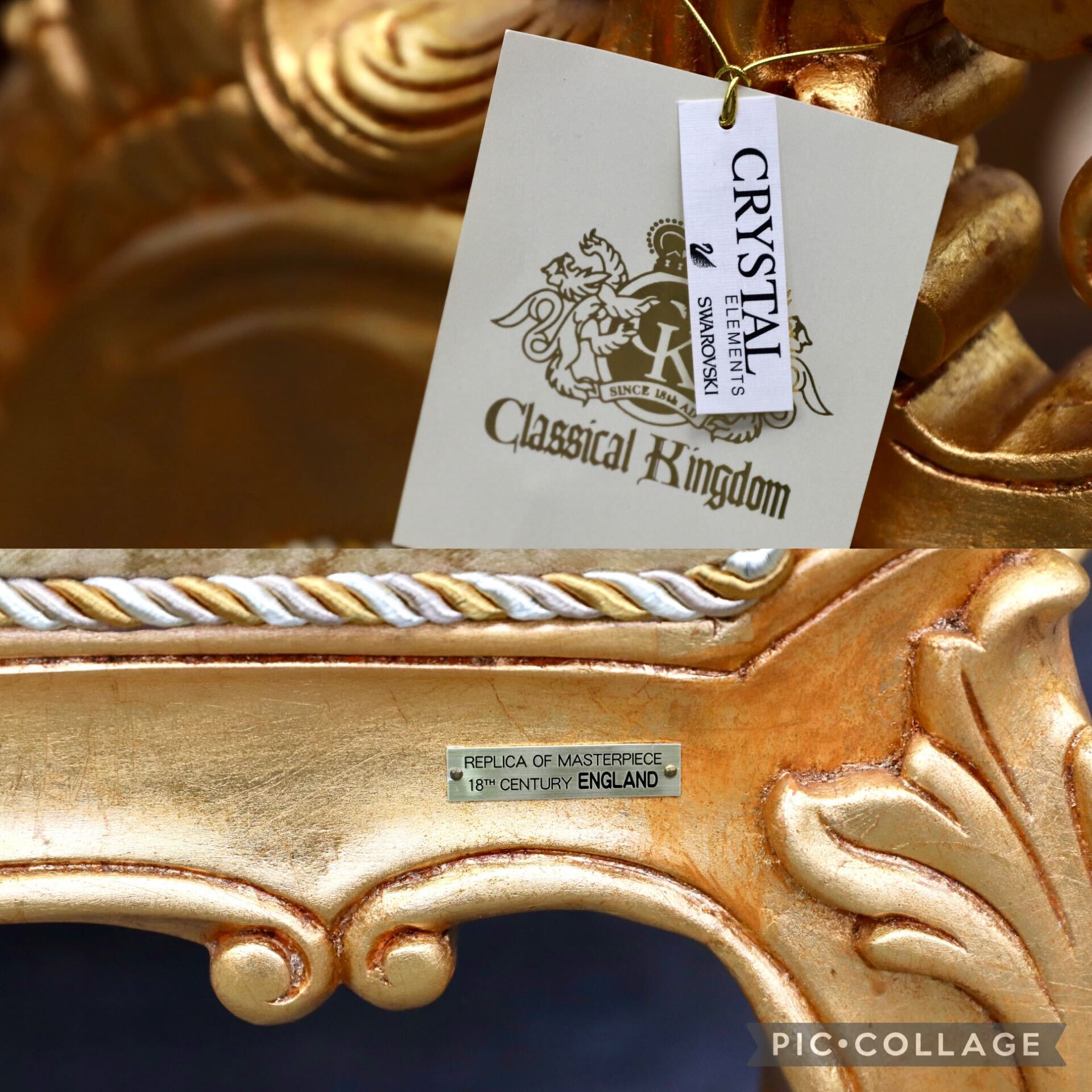 GMIS310B○18世紀 イギリス クラシックスタイル シングルソファ ロココ調 スワロフスキー 最高級 ゴールド エレガント 展示品