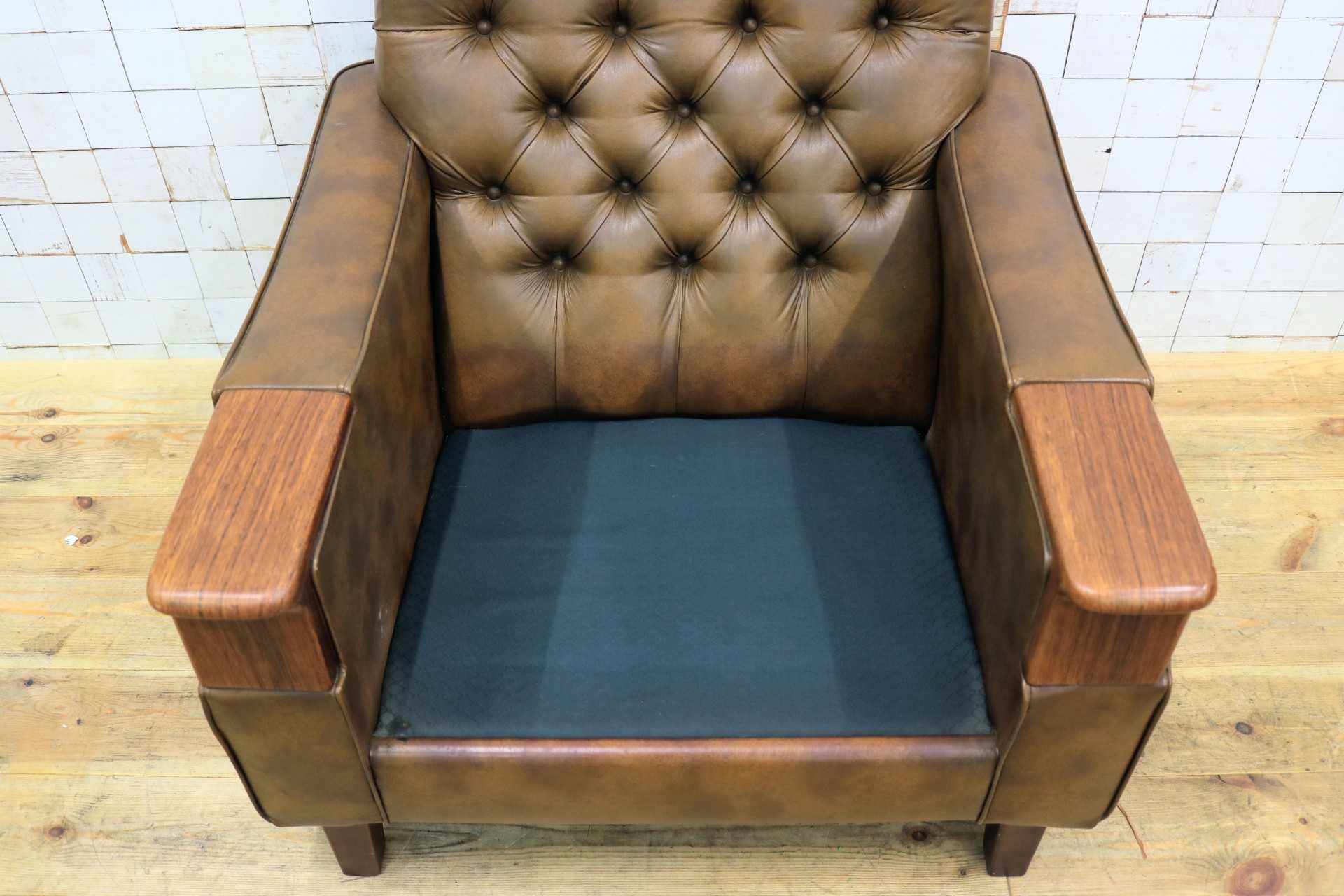 GMJH205A◯冨士ファニチア / FUJI FURNITUR シングルソファ ラウンジチェア パーソナルチェア レザー 応接室 昭和レトロ ヴィンテージ