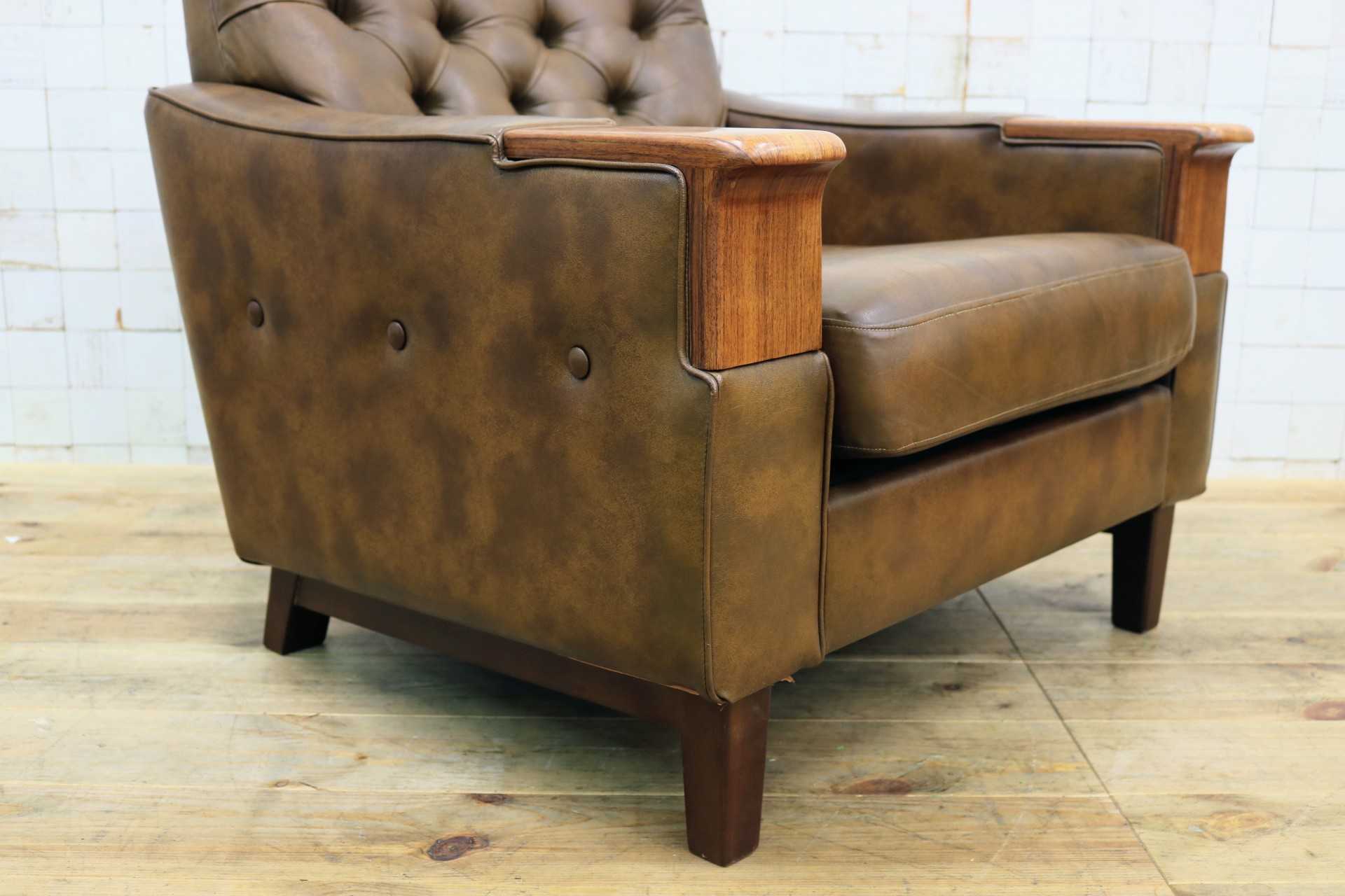 GMJH205B◯冨士ファニチア / FUJI FURNITUR シングルソファ ラウンジチェア パーソナルチェア レザー 応接室 昭和レトロ ヴィンテージ