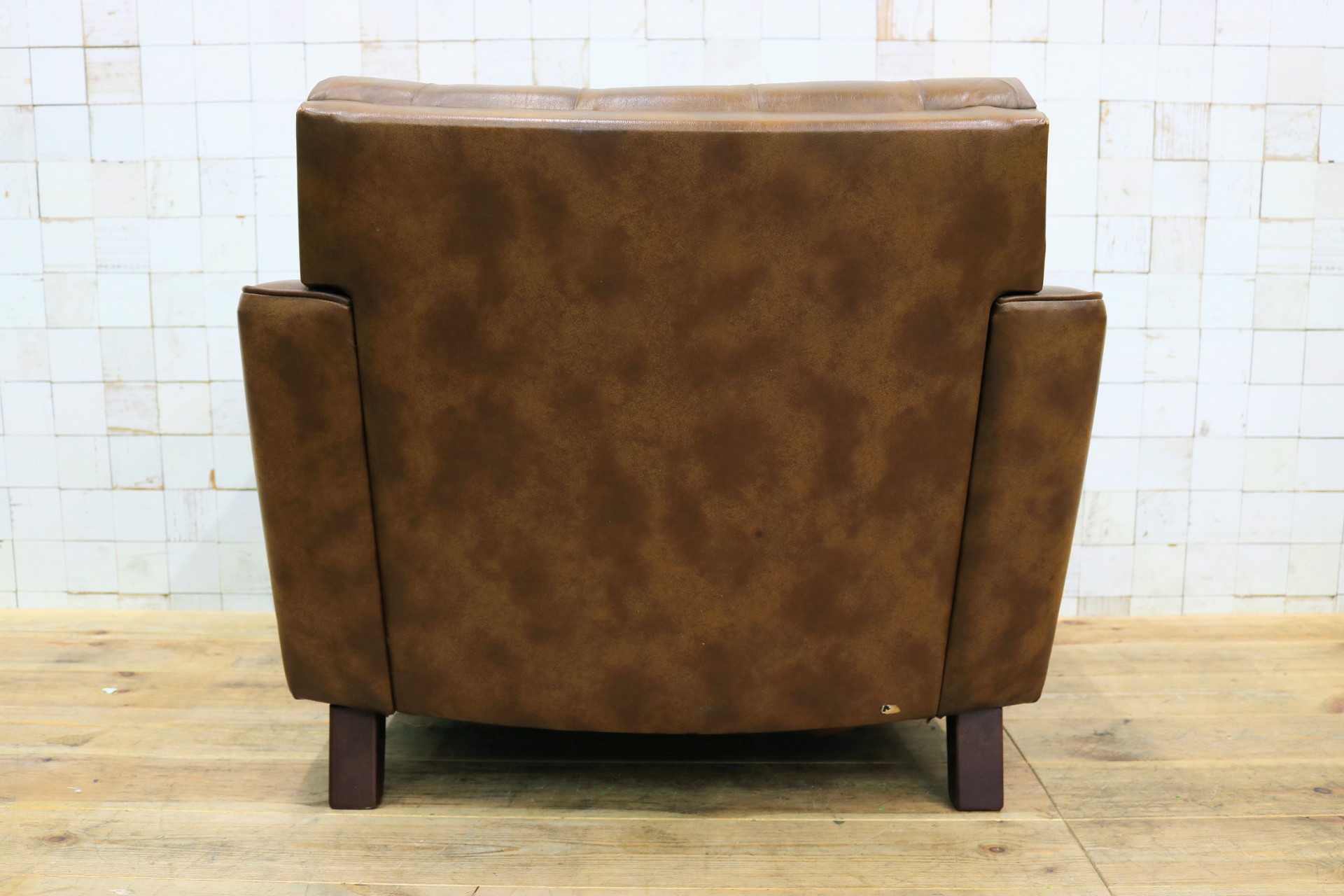GMJH205B◯冨士ファニチア / FUJI FURNITUR シングルソファ ラウンジチェア パーソナルチェア レザー 応接室 昭和レトロ ヴィンテージ
