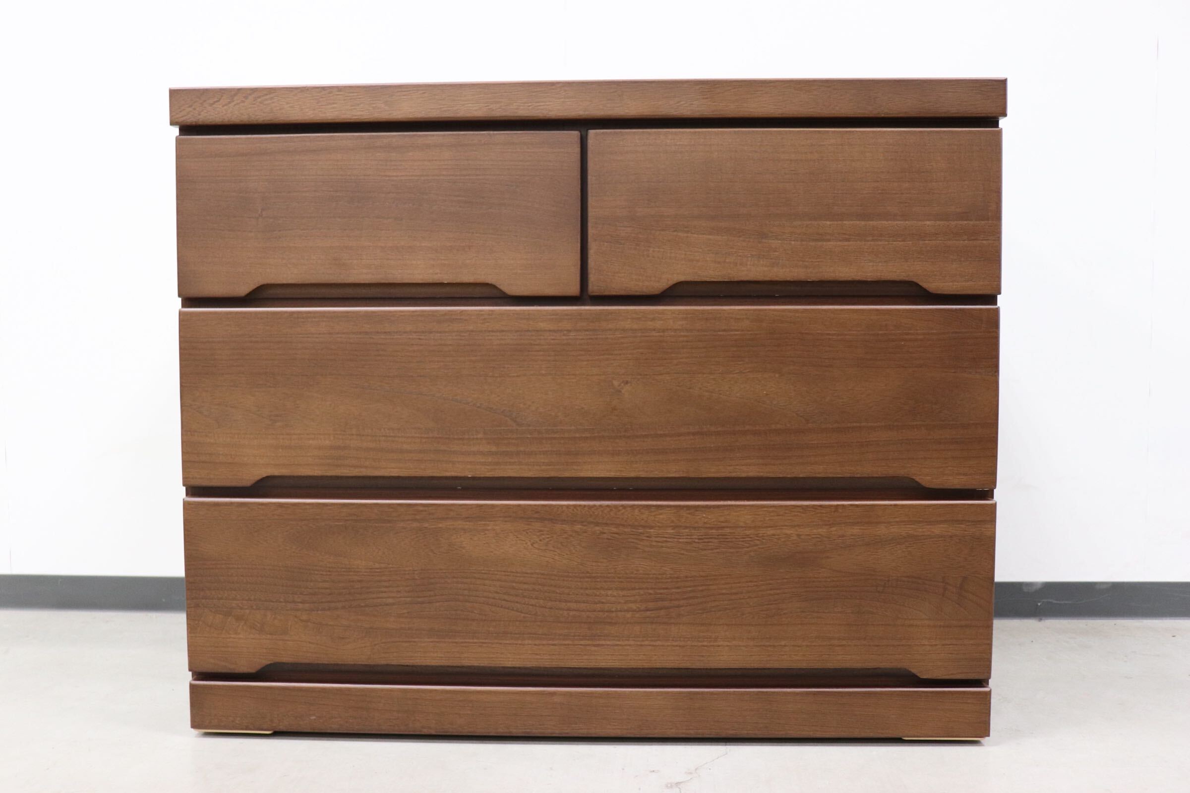 GMGN81A○SANYU furniture / 三友ファニチャー みずき 3段チェスト ローチェスト 洋服タンス キャスター付き ウォールナット色 定価5.2万