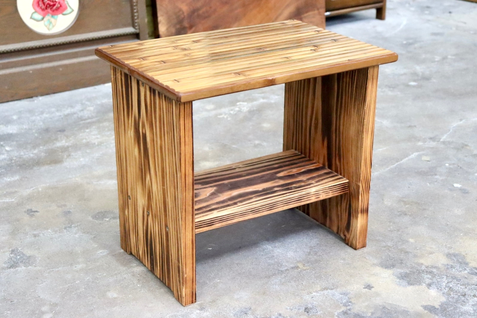 GMJK129A○梅里竹芸 Umezato Bamboo Craft 竹家具 スツール 花台 ディスプレイラック 工芸品 バンブー 宮崎 高級 健康椅子