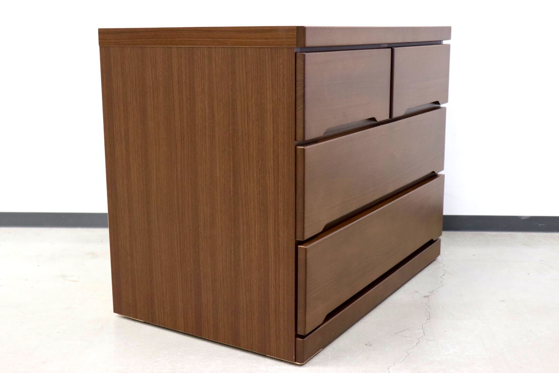 GMGN81A○SANYU furniture / 三友ファニチャー みずき 3段チェスト ローチェスト 洋服タンス キャスター付き ウォールナット色 定価5.2万