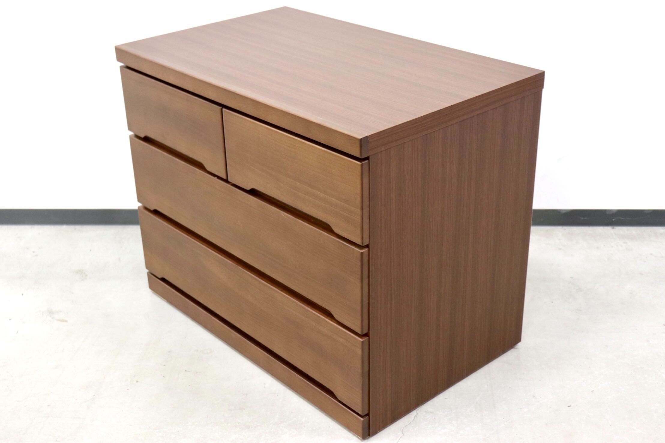 GMGN81A○SANYU furniture / 三友ファニチャー みずき 3段チェスト ローチェスト 洋服タンス キャスター付き ウォールナット色 定価5.2万