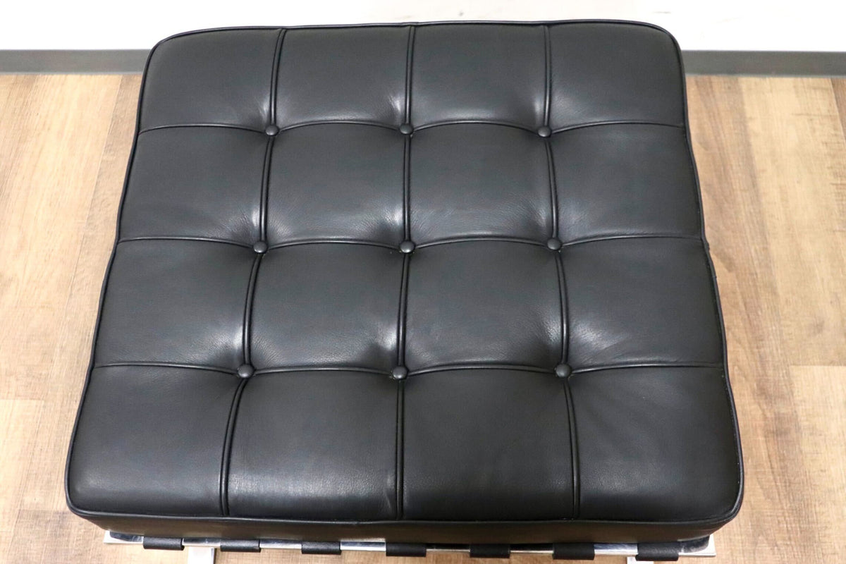 GMGH398○バルセロナチェア オットマン スツール 腰掛け ブラック 本革 