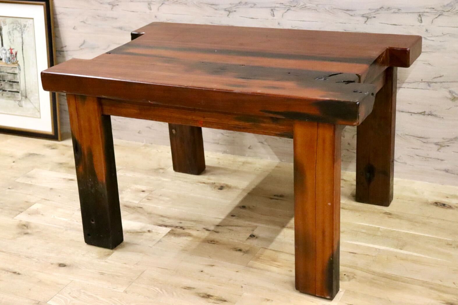 GMGK473○アカシア 無垢材 ダイニングテーブル 食卓テーブル 作業台 机 アジアン 民芸家具 ヴィンテージ リゾート バリ 店舗什器 激重