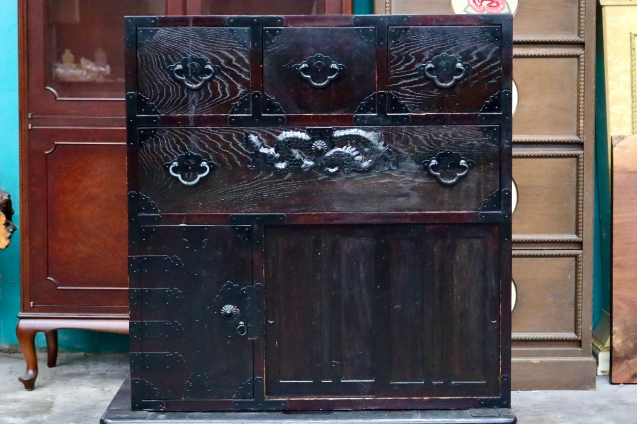GMJS110A○階段箪笥 両面 時代箪笥 チェスト 整理箪笥 タンス 引き出し 和家具 和モダン 和室 座敷 古民家 レトロ ヴィンテージ