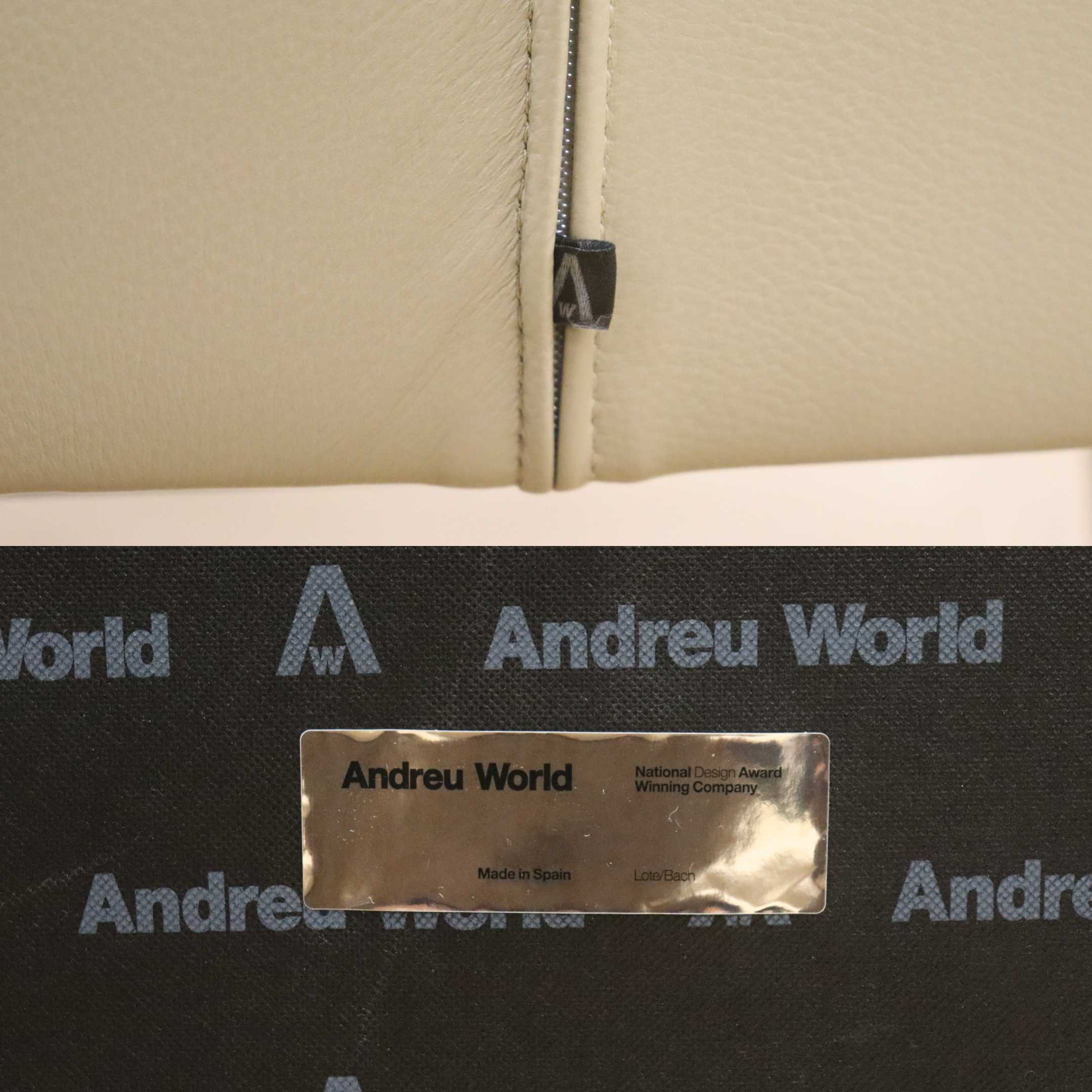 GMGN421X○Andreu World / アンドリュー・ワールド Brandy アームチェア 椅子 本革 レザー ベージュ モダン 定価約20万 展示品