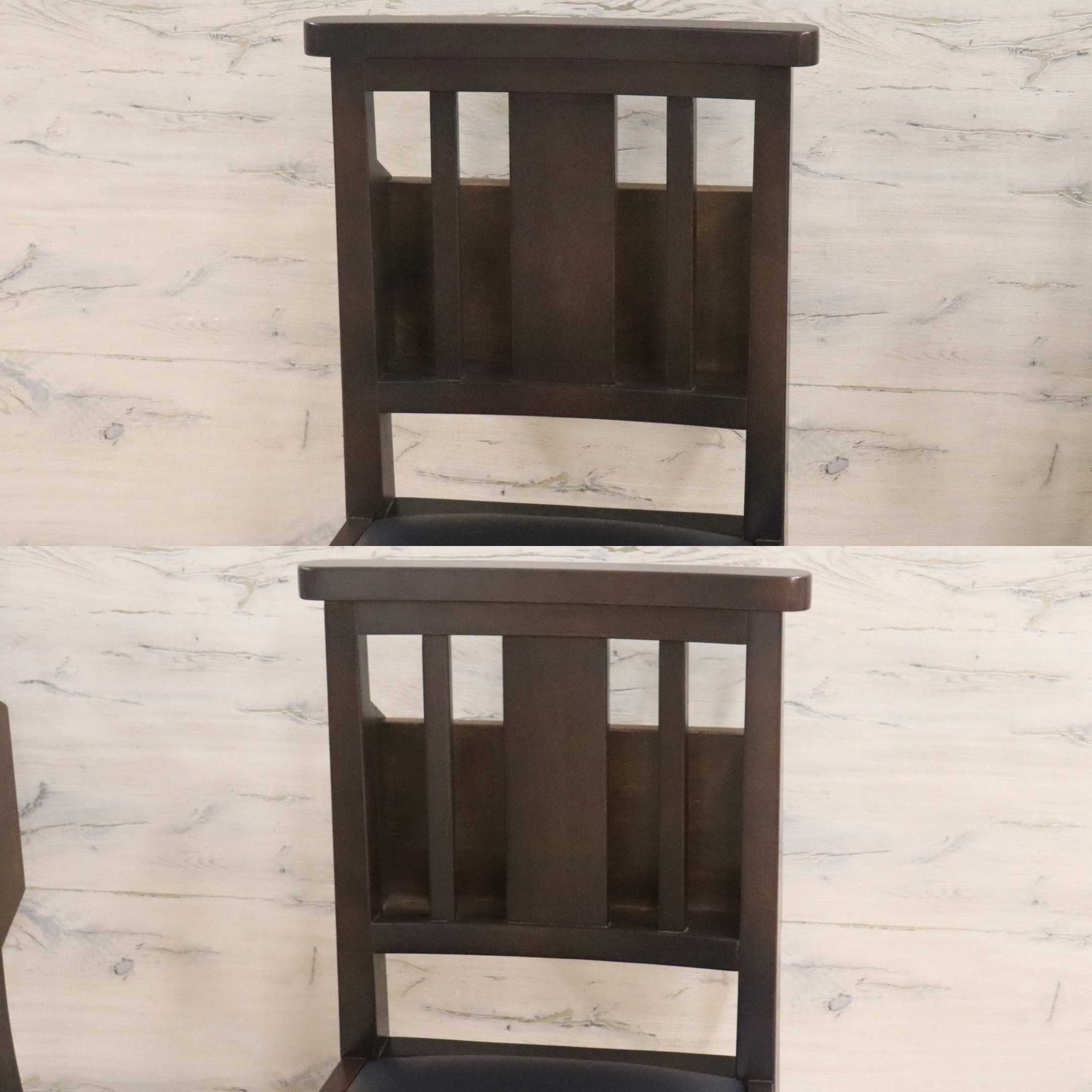 GMGN342Z○CHERRY FURNITURE / 桜屋工業 ダイニングチェア チャーチチェア マガジンラック 合皮 ダークブラウン 2脚セット モダン 未使用品