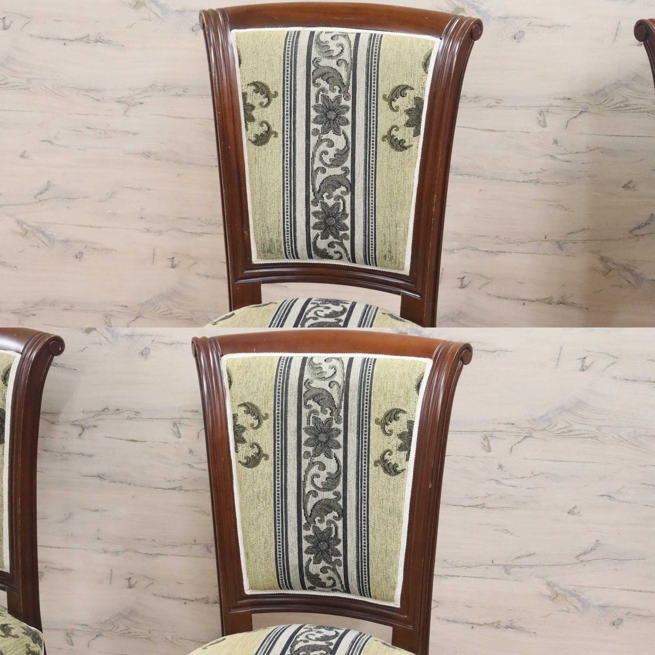 GMGN488F○イタリア製 ダイニングチェア アームレスチェア 椅子 マホガニー材 ファブリック 花柄 クラシック 西洋 ヨーロピアン 2脚セット