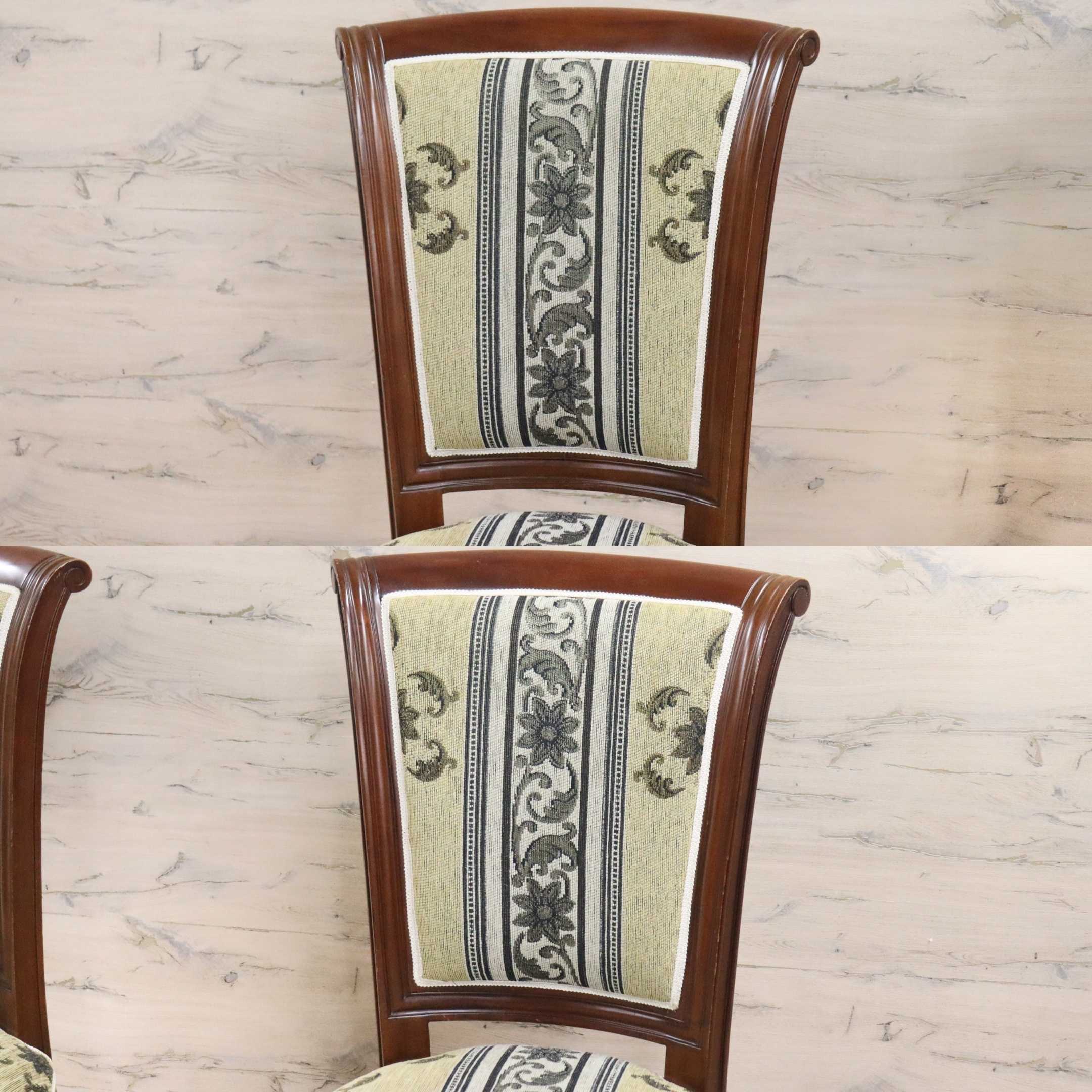 GMGN488H○イタリア製 ダイニングチェア アームレスチェア 椅子 マホガニー材 ファブリック 花柄 クラシック 西洋 ヨーロピアン 2脚セット