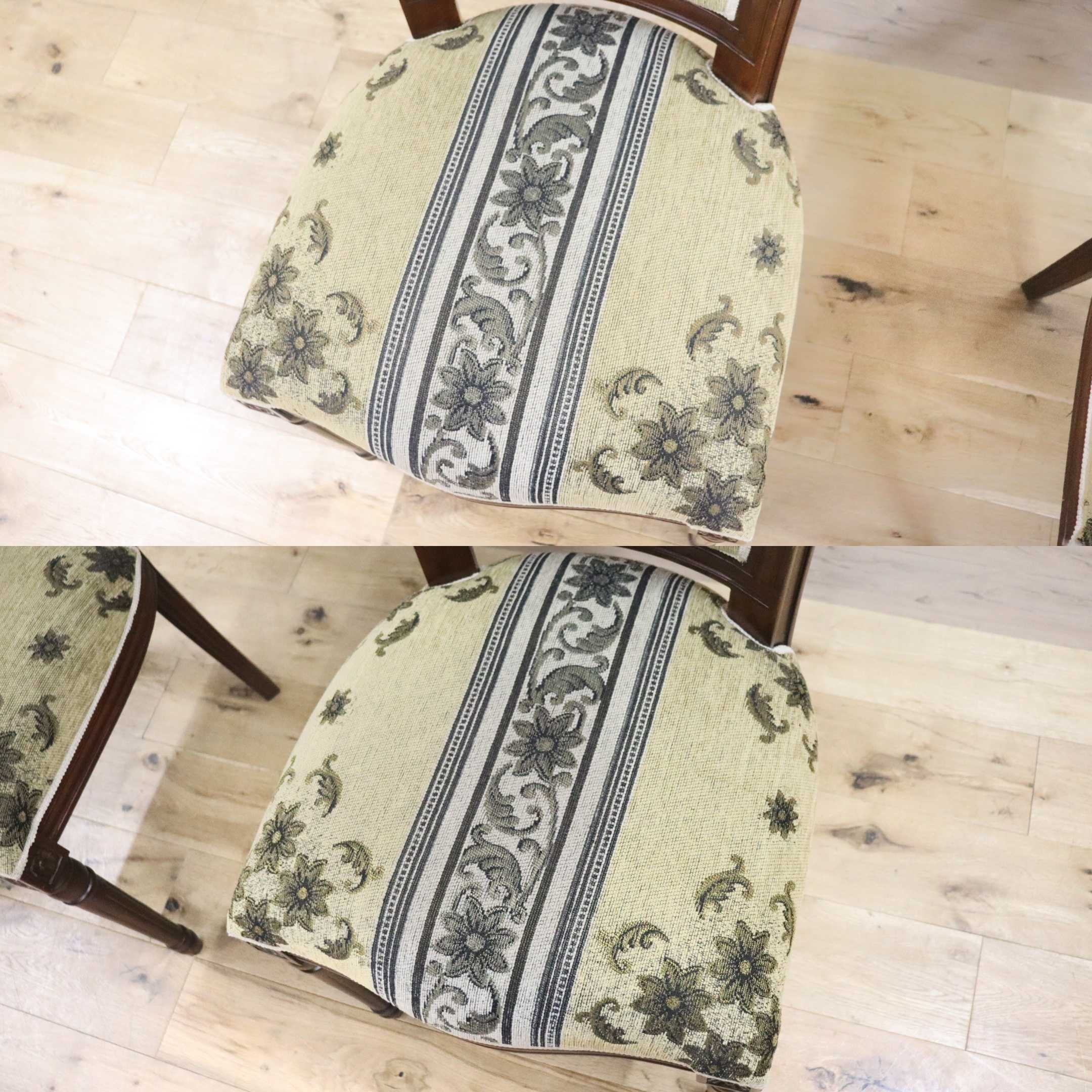 GMGN488H○イタリア製 ダイニングチェア アームレスチェア 椅子 マホガニー材 ファブリック 花柄 クラシック 西洋 ヨーロピアン 2脚セット