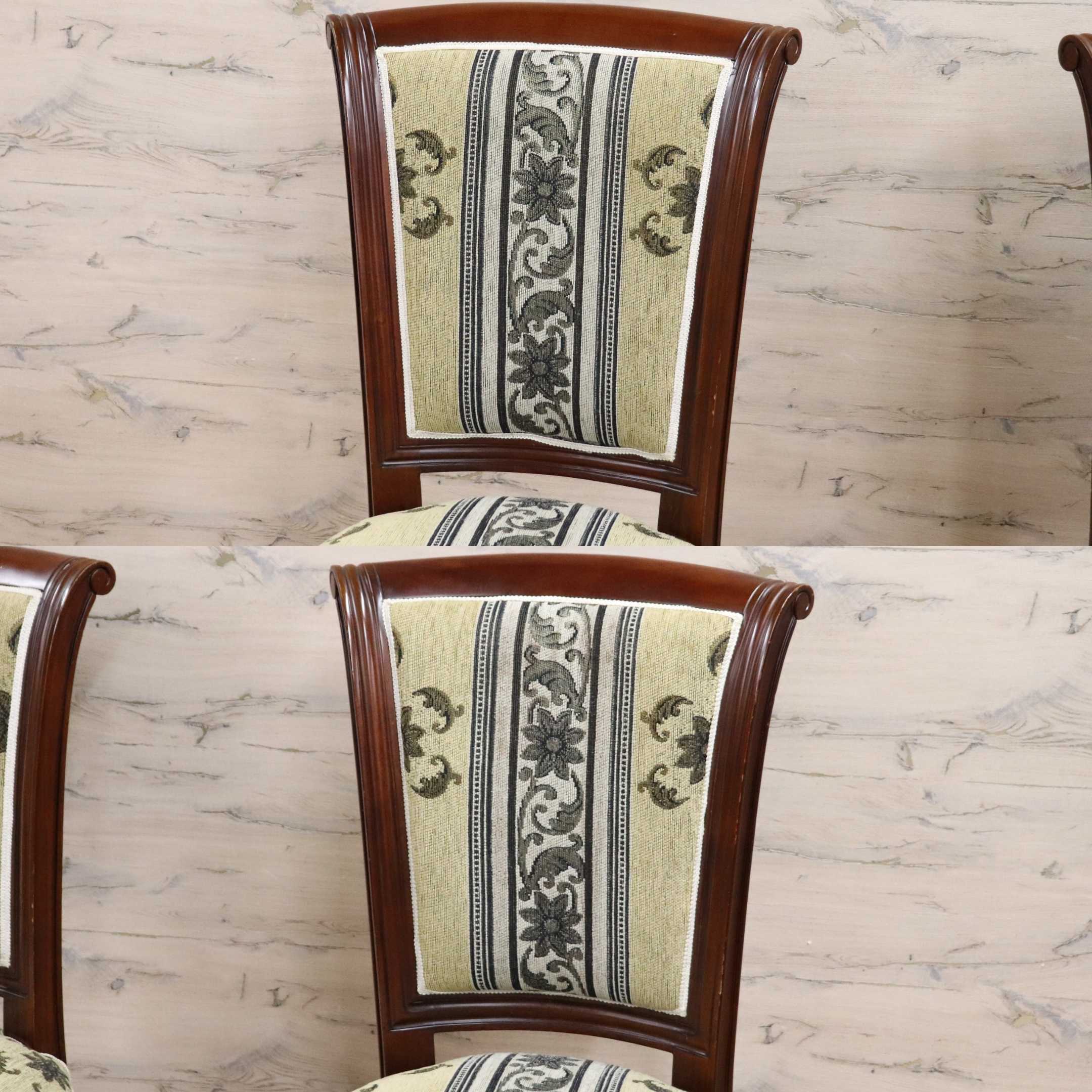 GMGN488R○イタリア製 ダイニングチェア アームレスチェア 椅子 マホガニー材 ファブリック 花柄 クラシック 西洋 ヨーロピアン 2脚セット