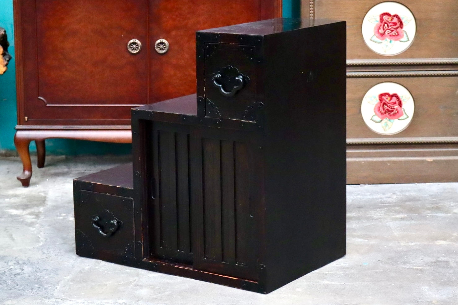 GMJS110B○階段箪笥 両面 時代箪笥 チェスト 整理箪笥 タンス 引き出し 和家具 和モダン 和室 座敷 古民家 レトロ ヴィンテージ