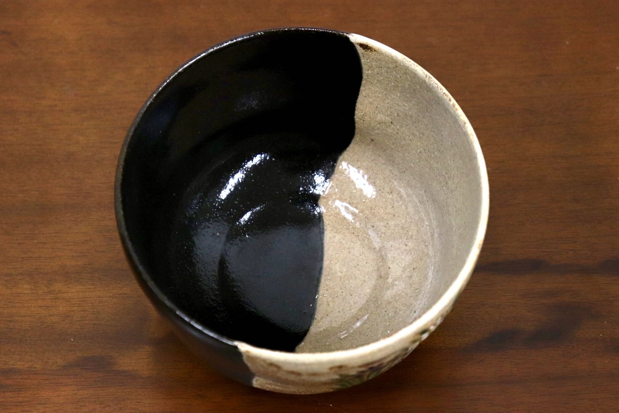 GMJK371AC〇紀州焼 葵窯 二代 寒川栖豊 色絵菖蒲 茶碗 菖蒲文 茶碗 抹茶碗 茶道具 共箱 未使用