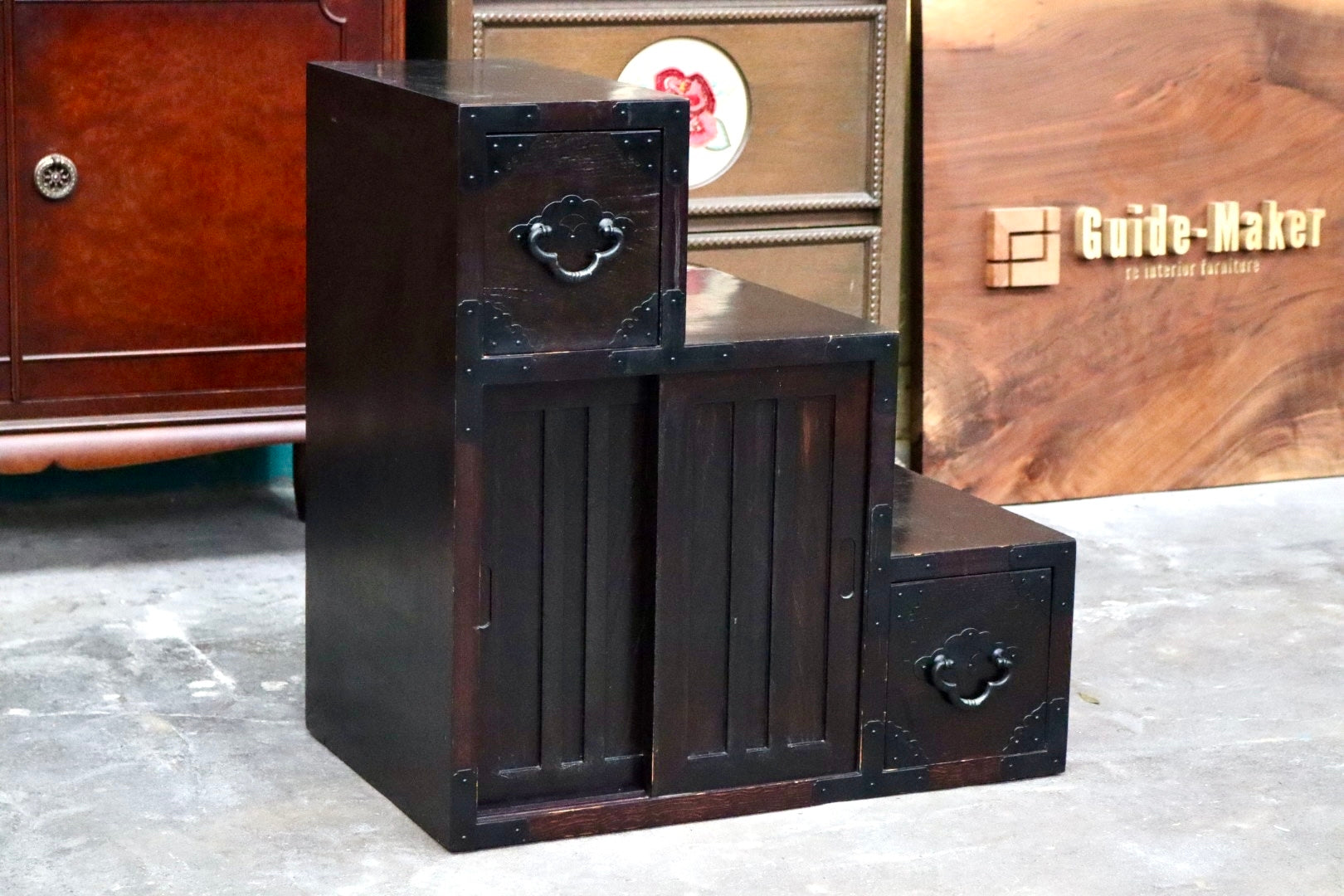 GMJS110C○階段箪笥 両面箪笥 チェスト 整理箪笥 タンス 引き出し 和家具 和モダン 和室 座敷 古民家 レトロ ヴィンテージ