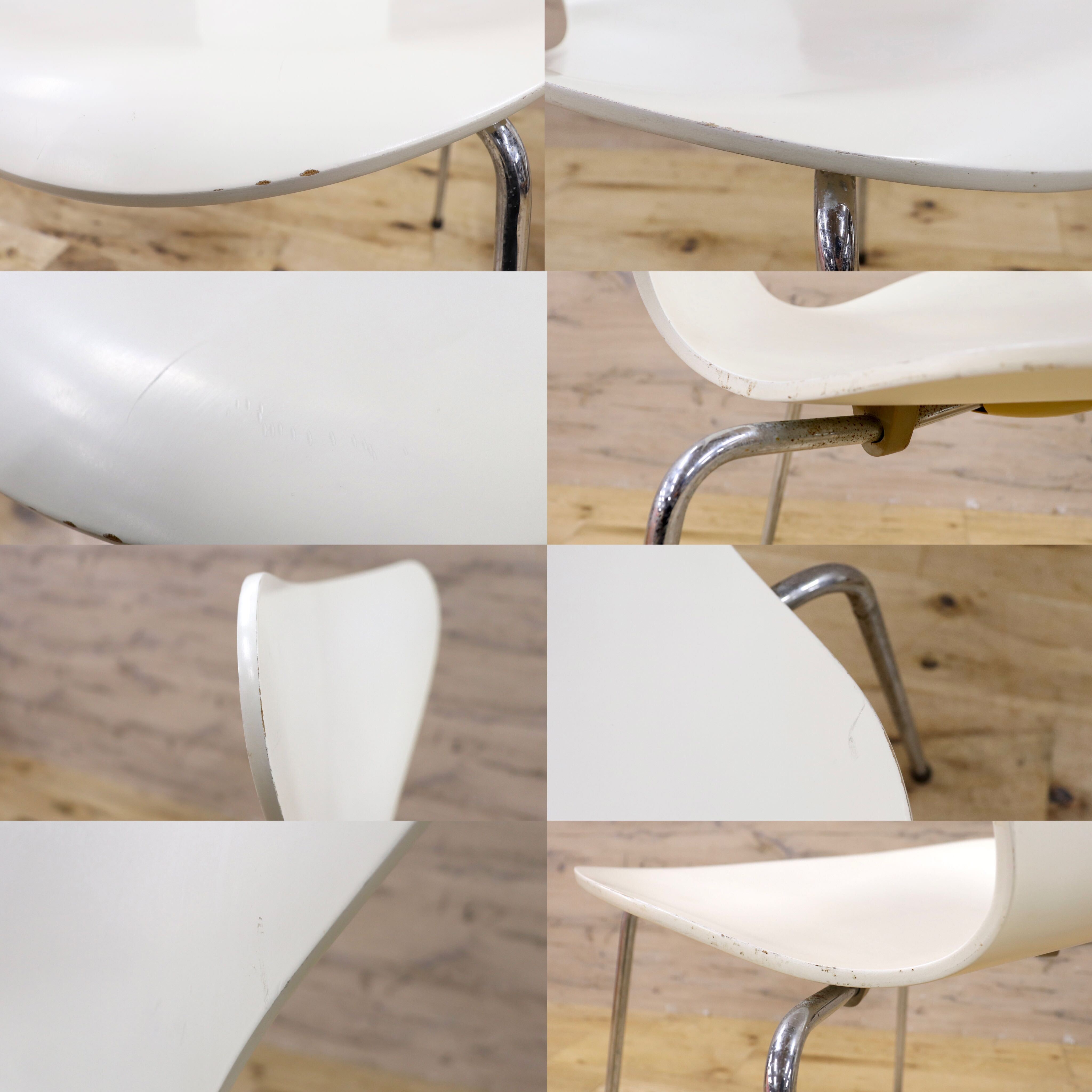GMGK513E○FRITZ HANSEN / フリッツハンセン セブンチェア ホワイト スタッキングチェア 2脚セット 北欧家具 名作 91年 ヴィンテージ