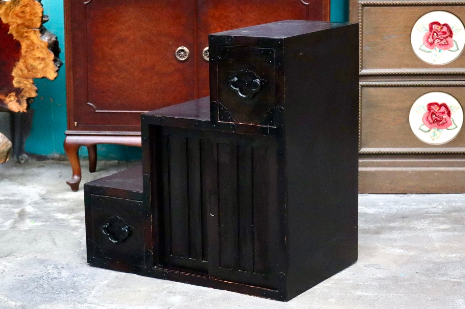 GMJS110C○階段箪笥 両面箪笥 チェスト 整理箪笥 タンス 引き出し 和家具 和モダン 和室 座敷 古民家 レトロ ヴィンテージ