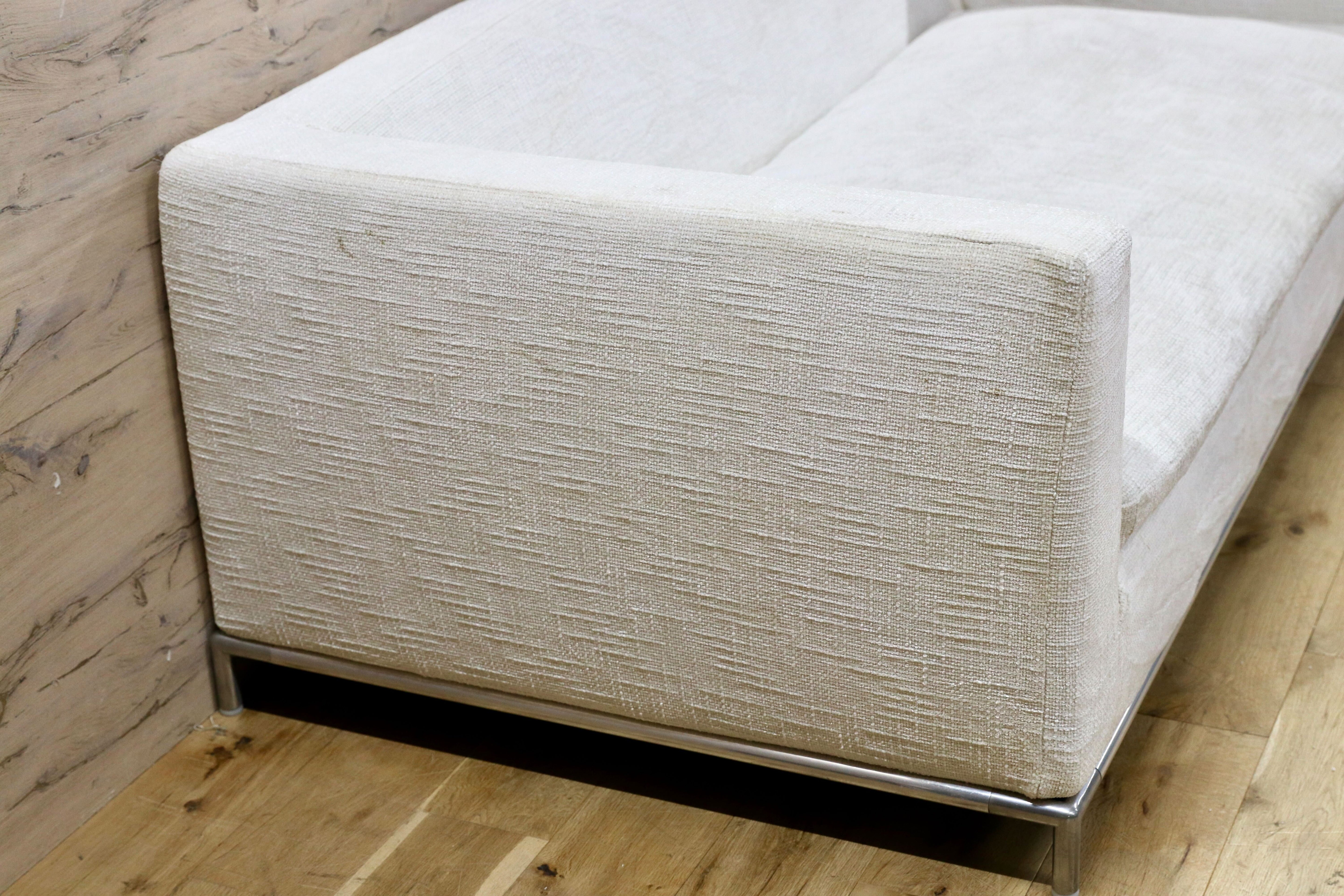 GMIS256○B&B ITALIA / ビーアンドビー GEORGE ジョージ 3人掛けソファ トリプルソファ 白 布張り アントニオ・チッテリオ 定価約80万