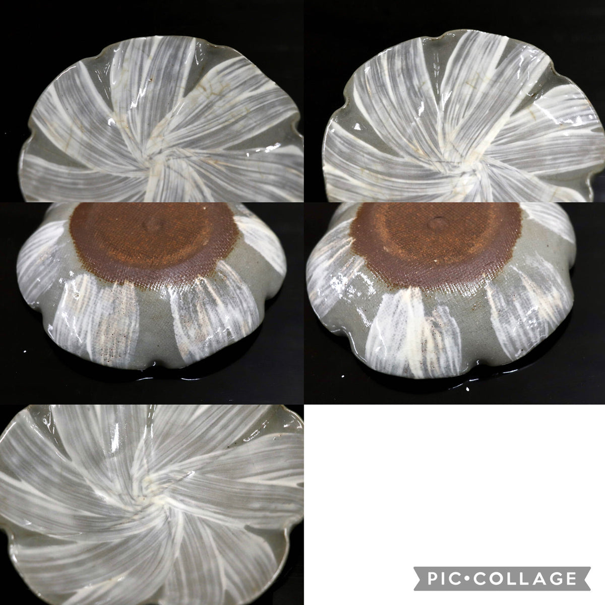 GMJO141O◯京焼・清水焼 京泉窯 刷毛目輪花皿 白刷毛輪花銘々皿 刷毛目花型皿 小皿 和食器 陶器 在銘 伝統工芸 3枚セット