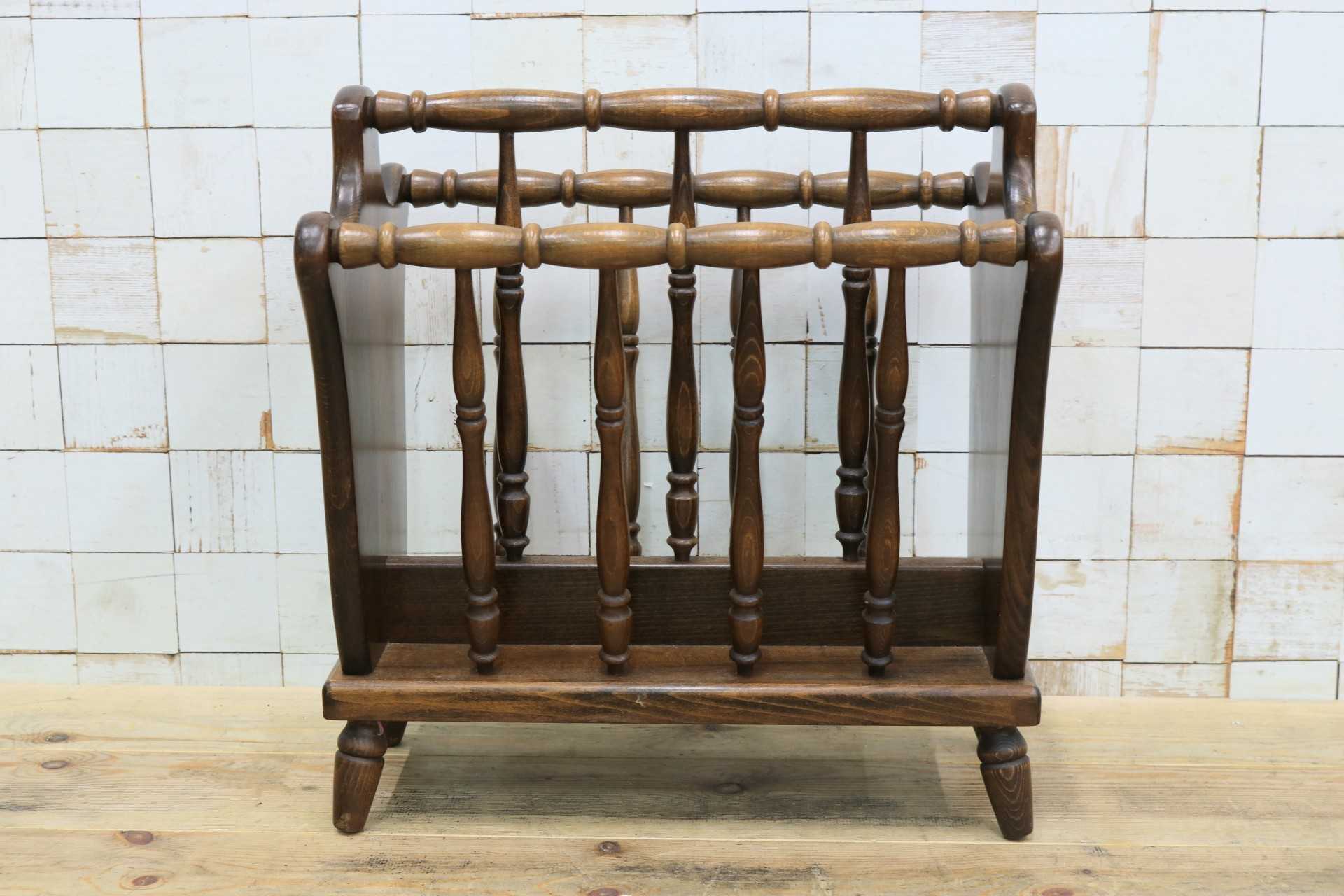 GMJH206C◯飛騨産業 / HIDA キツツキ マガジンラック スリッパラック ブックスタンド 収納 木製 レトロ アンティーク