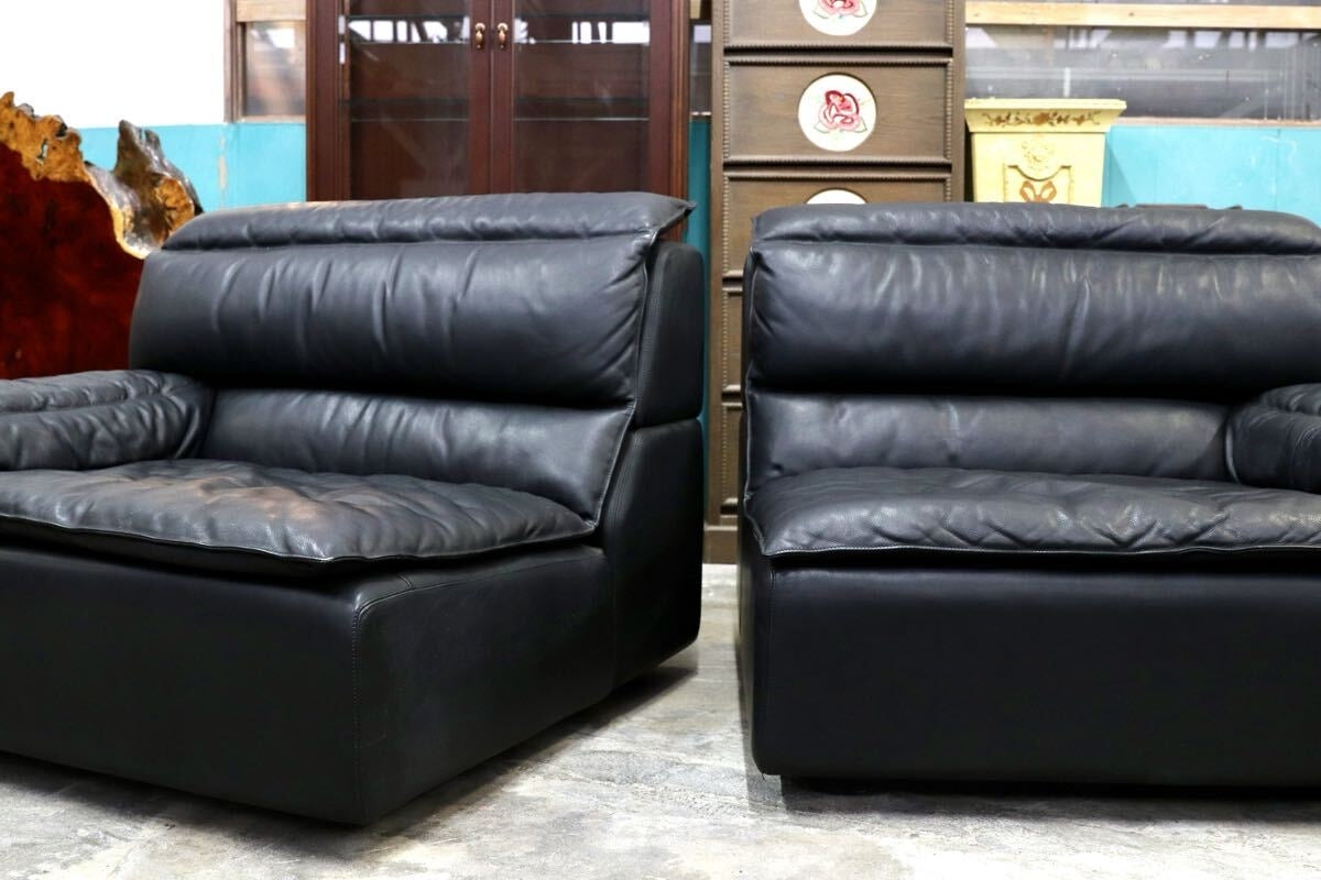 GMJK230○rossi di albizzate / ロッシ ディ アルビザーテ Bogo System 総本革 2Pソファ 黒 イタリア製 IDC大塚家具取扱 参定約400万円