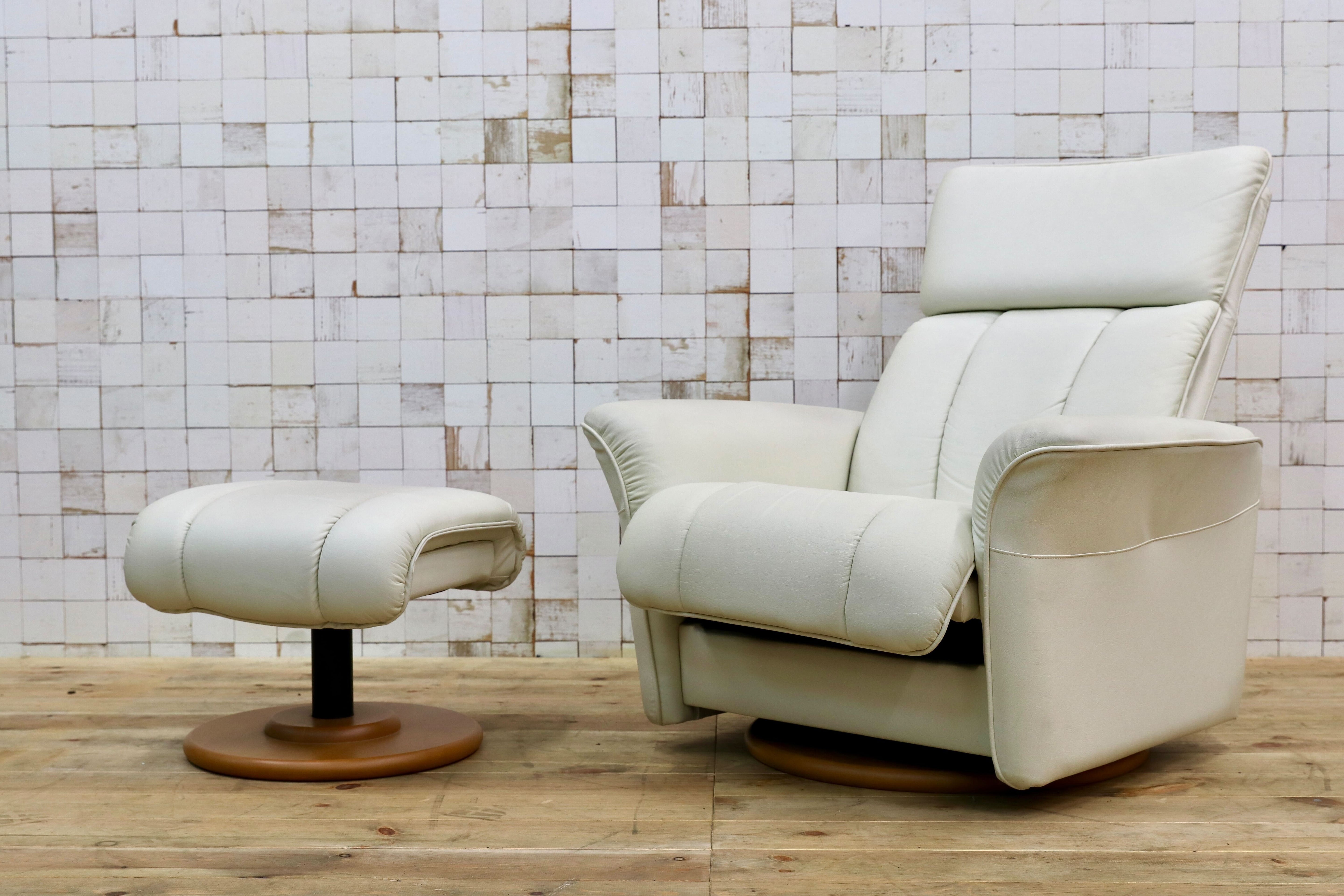 GMIH155○冨士ファニチア / FUJI FURNITURE 1人掛けソファ シングルソファ パーソナルチェア ホワイト 合皮 モダン 国産家具