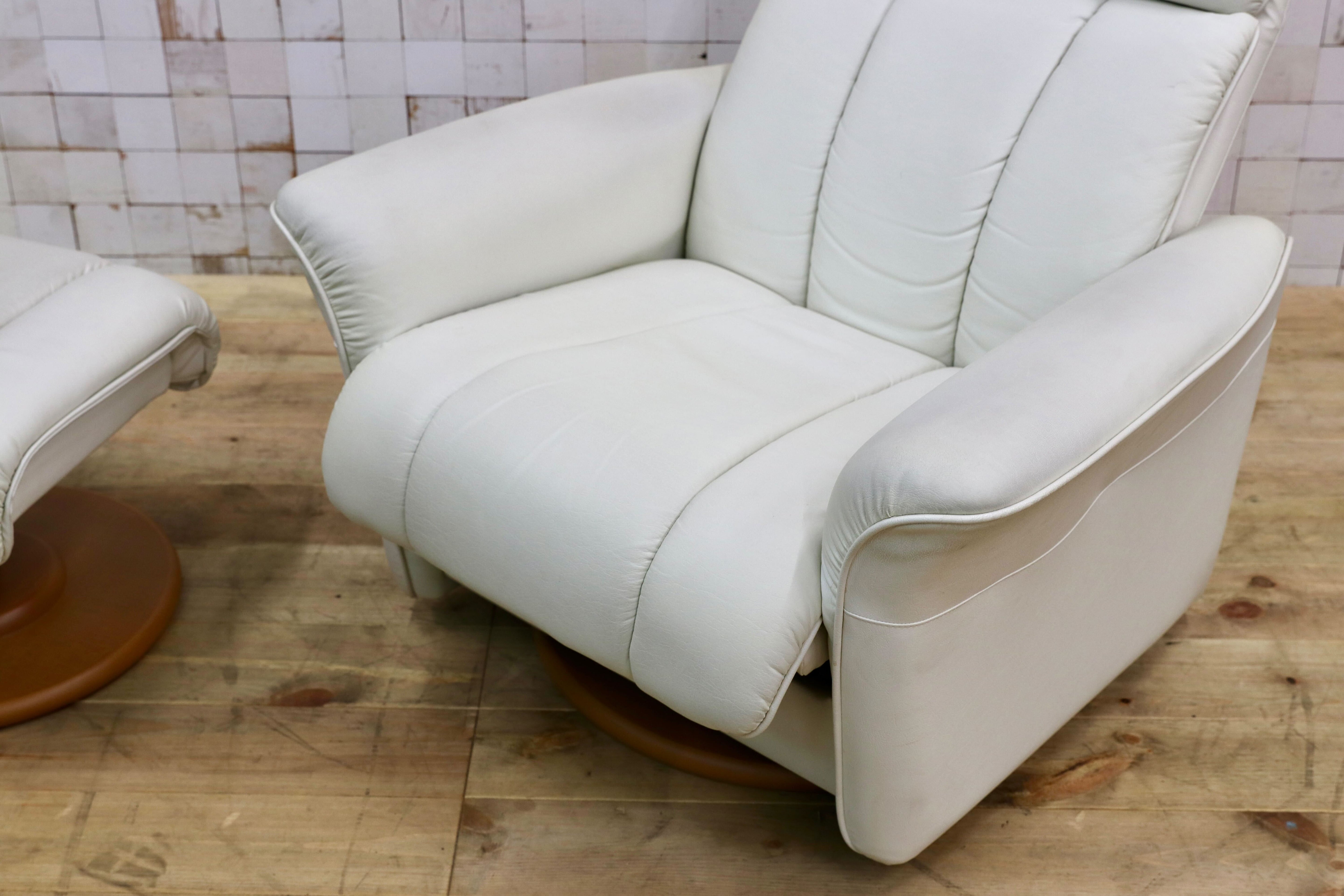 GMIH155○冨士ファニチア / FUJI FURNITURE 1人掛けソファ シングルソファ パーソナルチェア ホワイト 合皮 モダン 国産家具