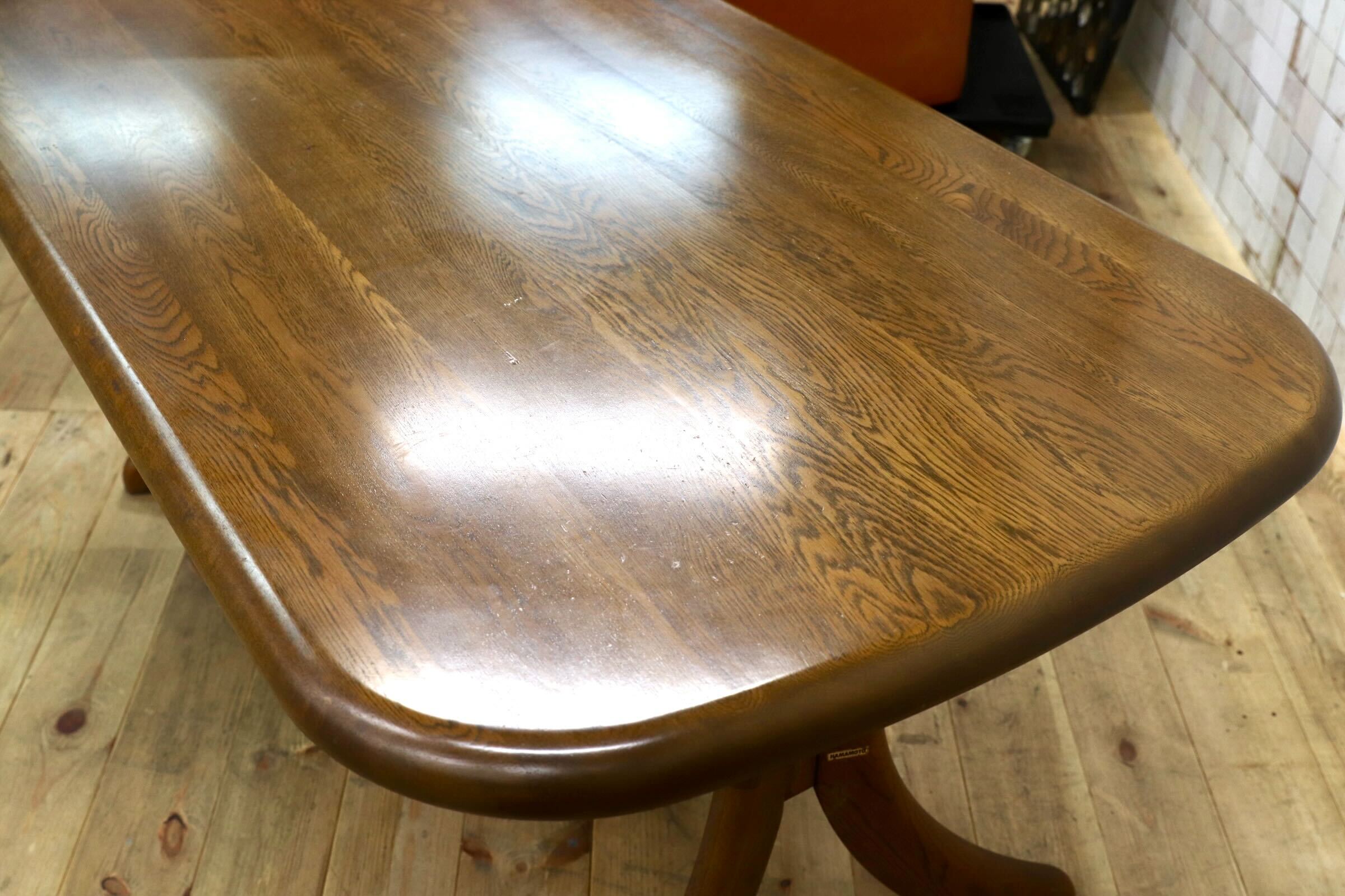 GMJK114○HAMAMOTO / 浜本工芸 楢材 ダイニングテーブル 食卓テーブル 国産家具 和モダン 昭和レトロ ヴィンテージ