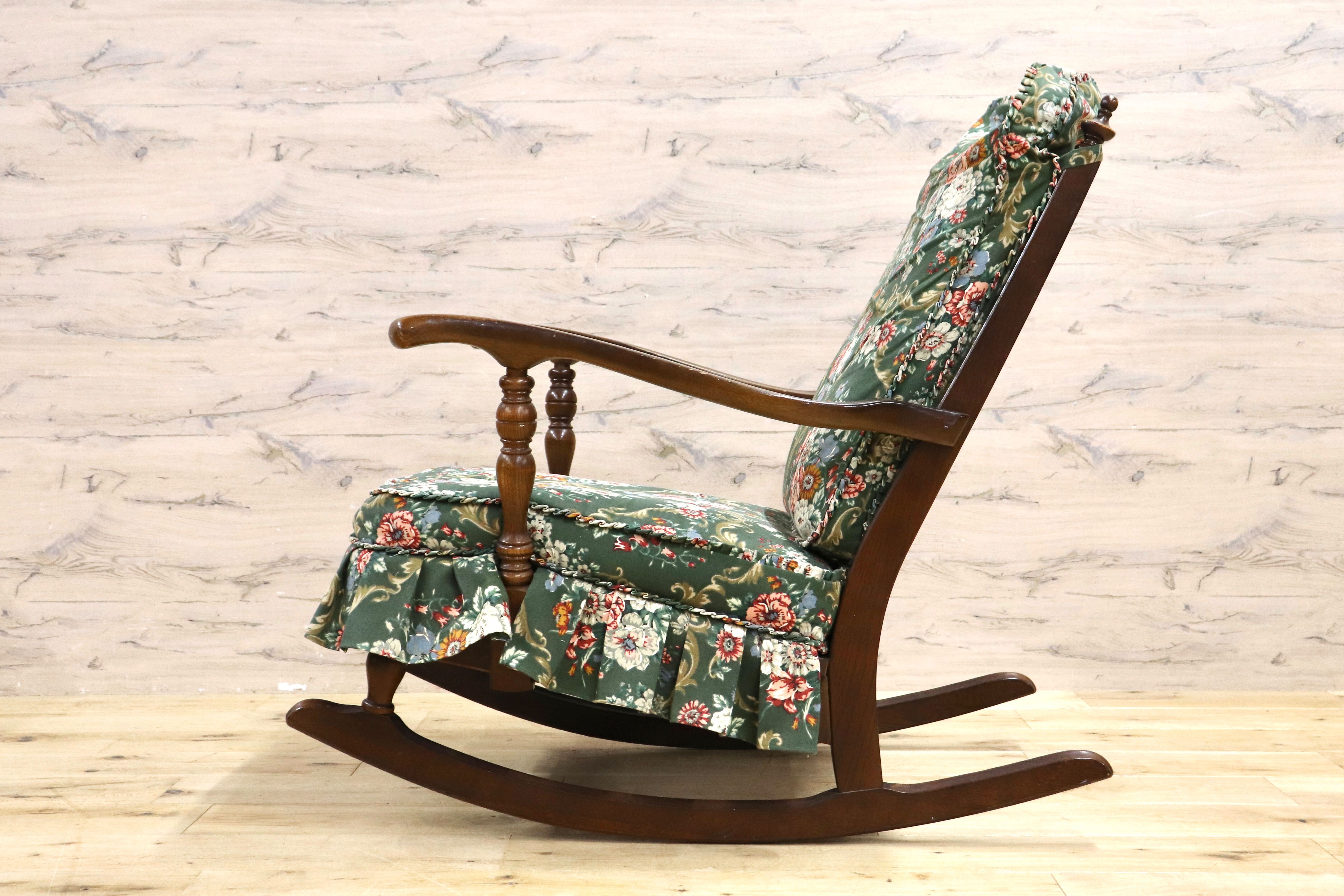 GMIH306A○HIDA / 飛騨産業 キツツキ 穂高 ロッキングチェア 揺り椅子 レトロ チェア 花柄 クラシック アンティーク調 ヴィンテージ