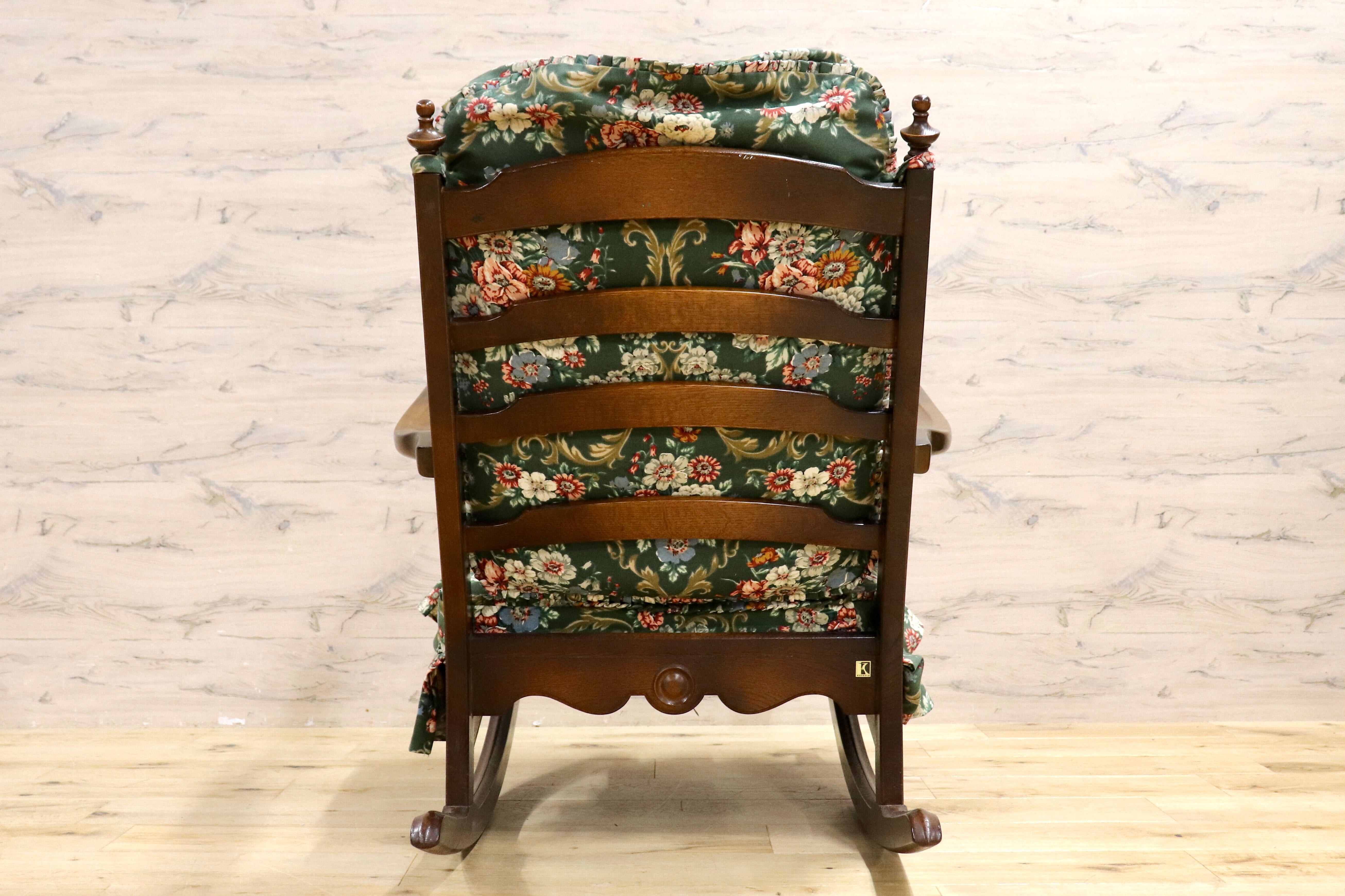 GMIH306A○HIDA / 飛騨産業 キツツキ 穂高 ロッキングチェア 揺り椅子 レトロ チェア 花柄 クラシック アンティーク調 ヴィンテージ