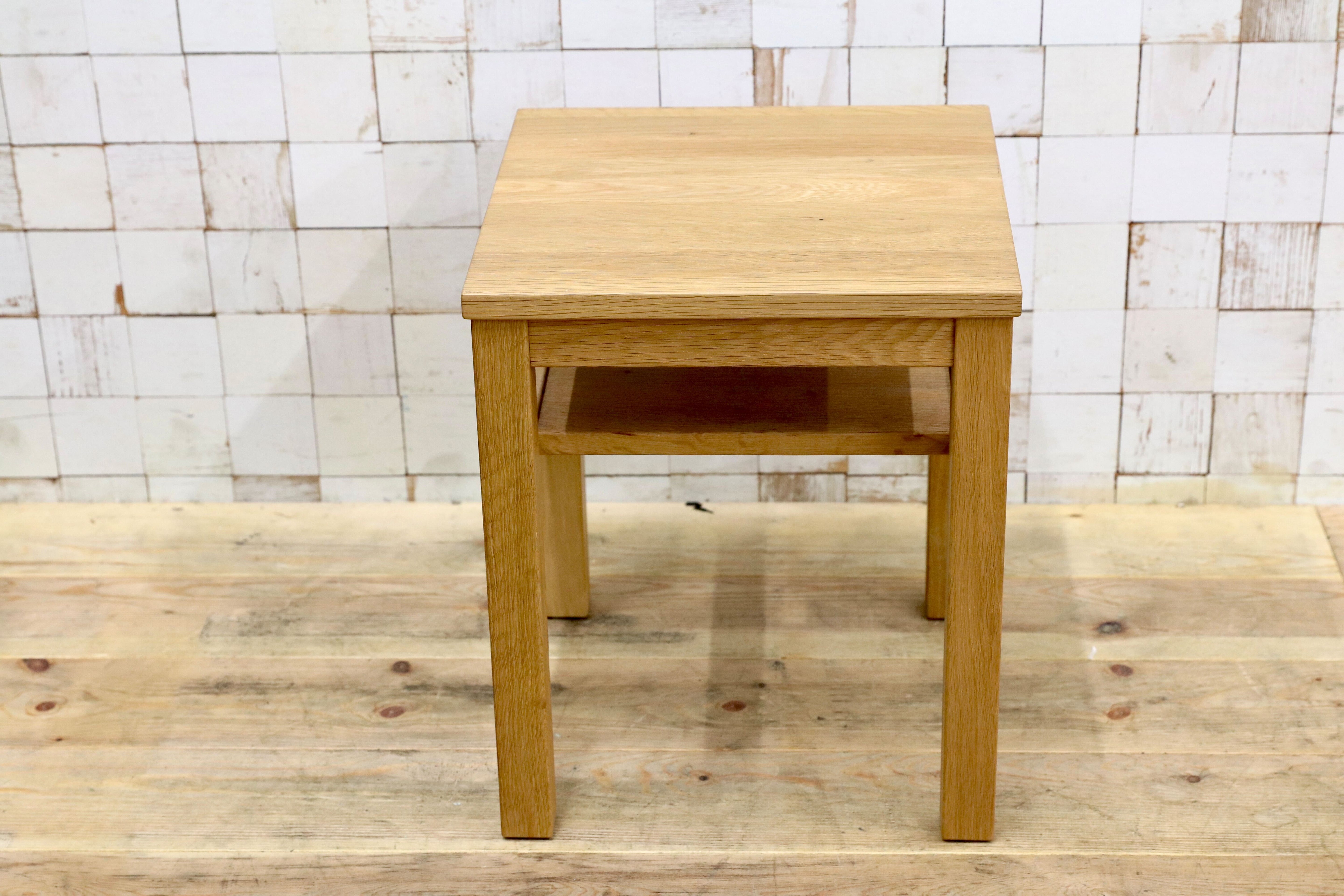 GMIS457○無印良品 / MUJI オーク無垢材 板座 サイドテーブル スツール 花台 飾り台 シンプル ナチュラル 廃盤