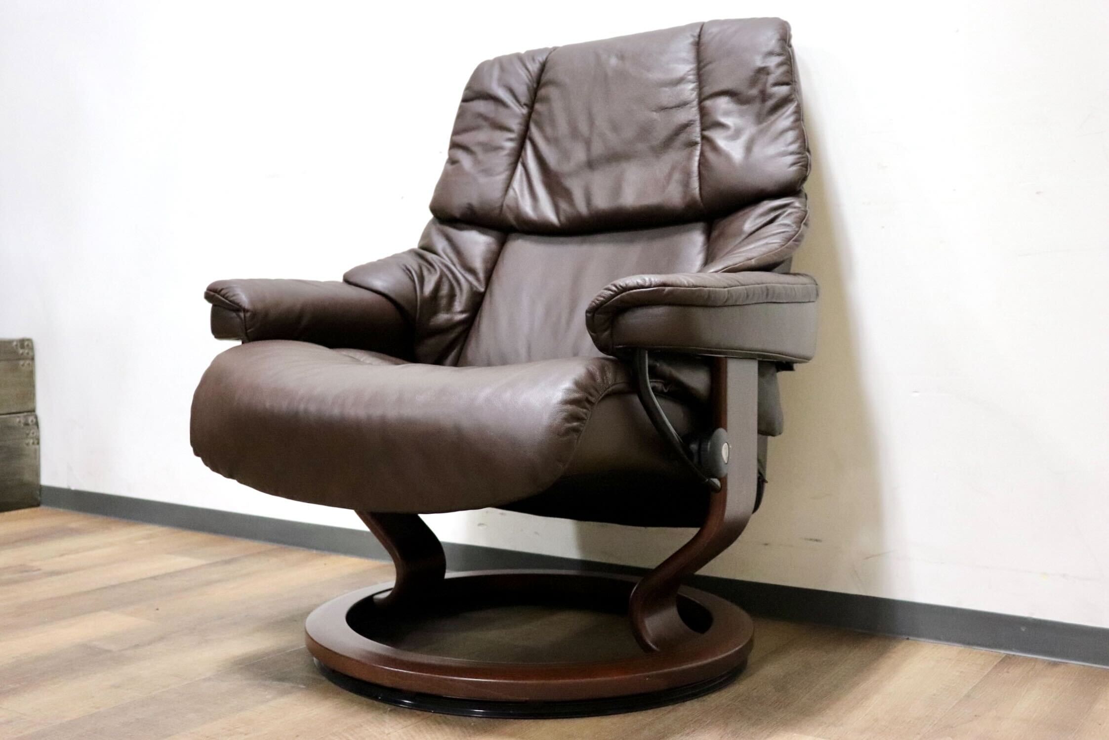 GMHN161○EKORNES / エコーネス RENO ストレスレス レノ パーソナルチェア リクライニングチェア 本革 ブラウン 北欧 ノルウェー  Lサイズ