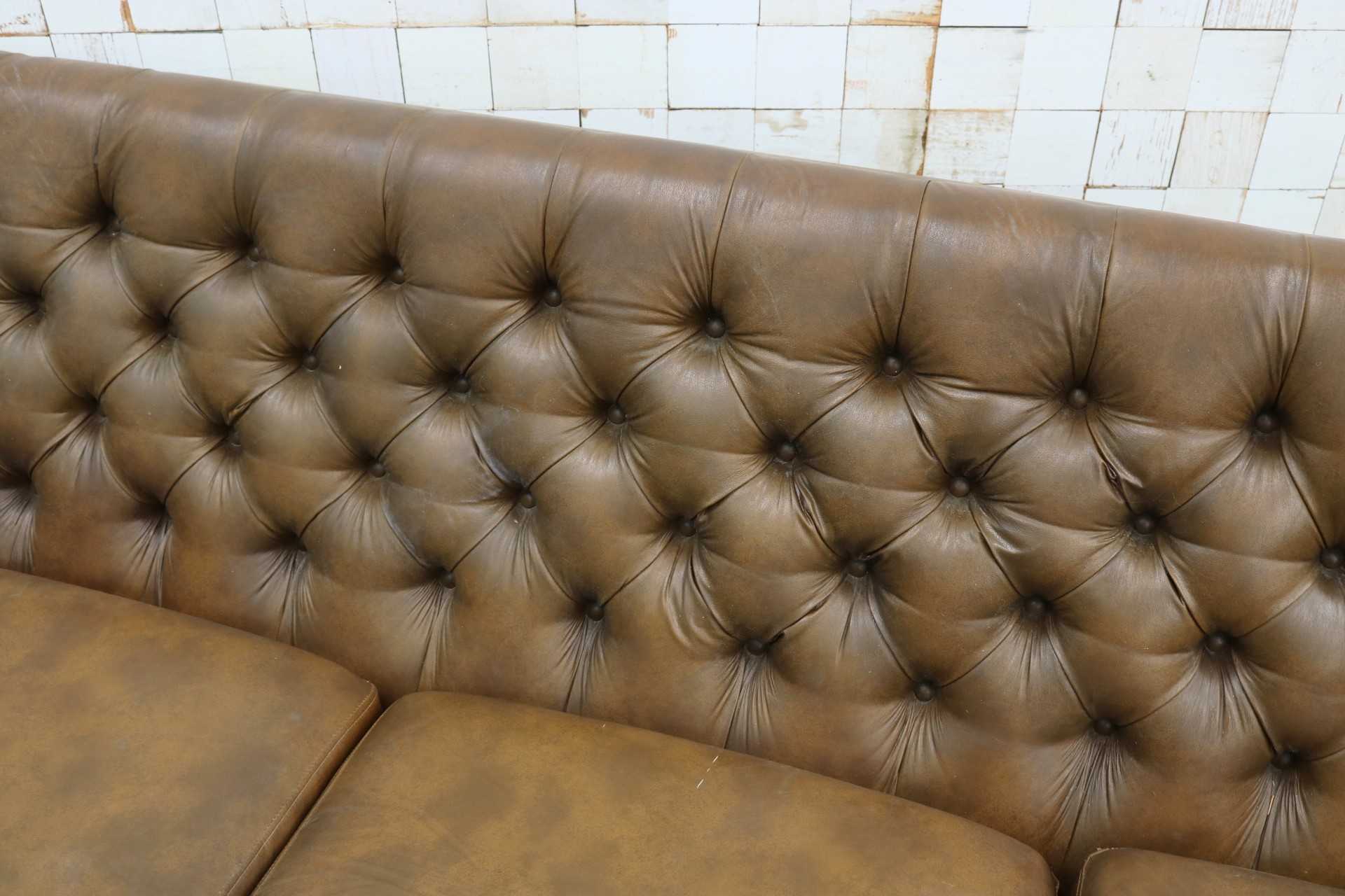 GMJH205C◯冨士ファニチア / FUJI FURNITUR 3人掛けソファ トリプルソファ レザー 応接室 昭和レトロ ヴィンテージ