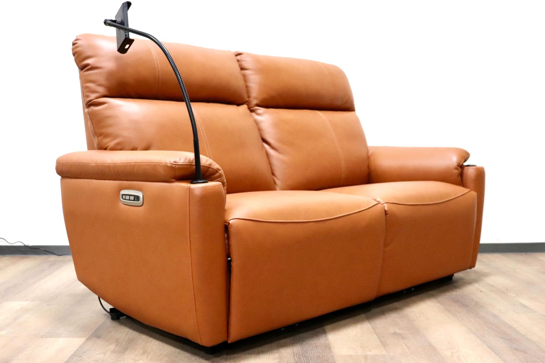 GMGH416○ヤマダオリジナル 両側電動リクライニングソファ 2人掛けソファ ラブソファ 本革 ライトブラウン タブレットアーム 定価15万 美品
