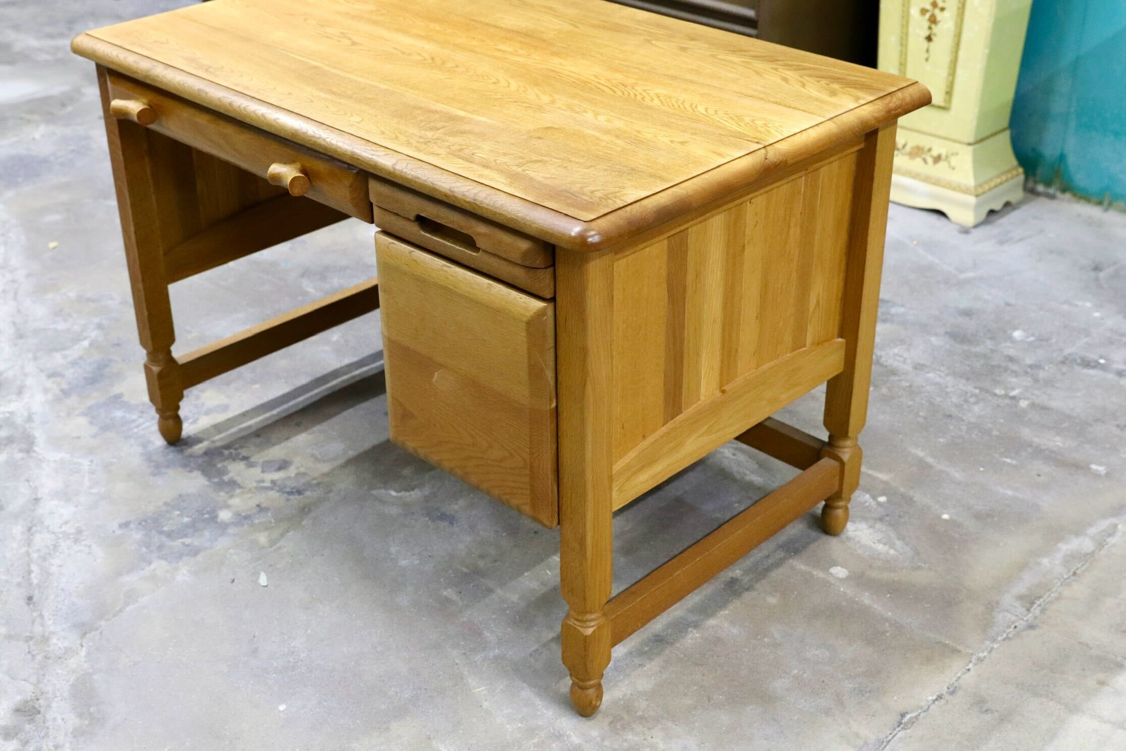 GMIH348○オーク無垢材 片袖机 デスク 学習机 パソコンデスク 工房家具 ナチュラル カントリー