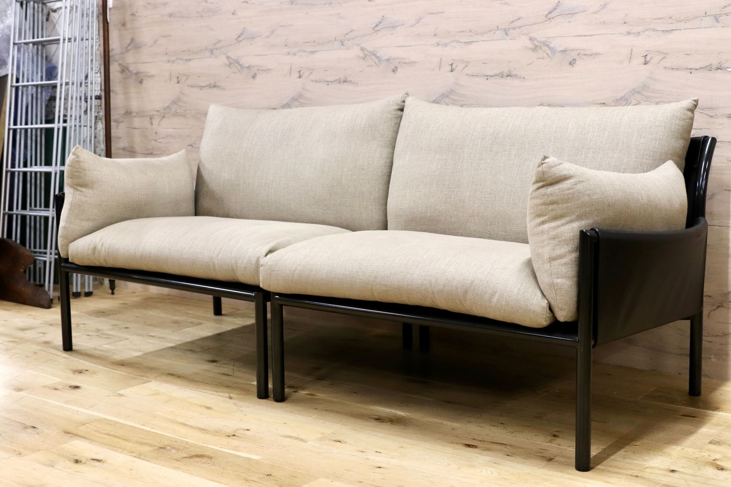 GMJH143○Ritzwell / リッツウェル ARMSTRONG アームストロング 片肘ソファ 左右セット 2Pソファ スチール レザー 定価95万〜113万 展示品