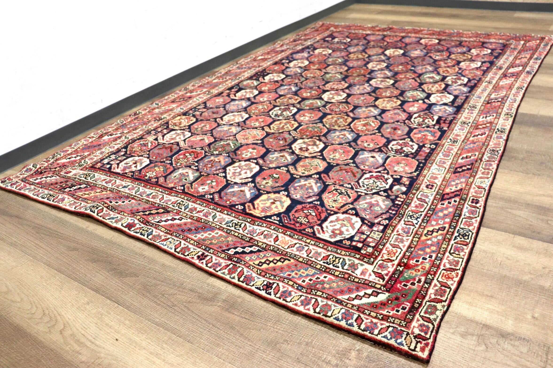 GMGS212○PERSIAN CARPET / ペルシャカーペット ペルシャ絨毯 手織り ボテ模様 トライバルラグ アンティーク ヴィンテ