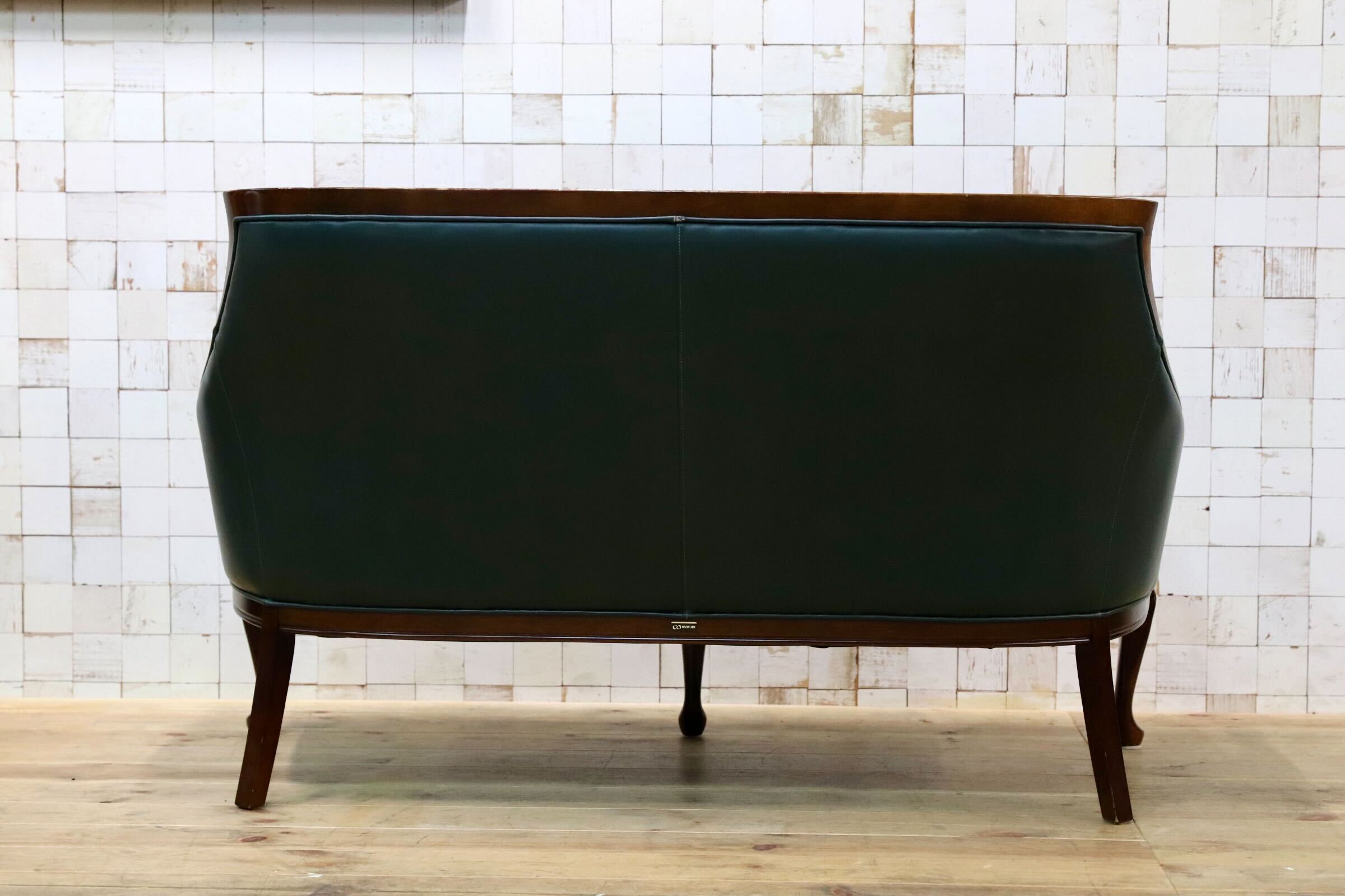 GMJK124A○maruni / マルニ ブリティッシュコレクション 2人掛けソファ ラブソファ 本革 ダークグリーン 英国クラシック