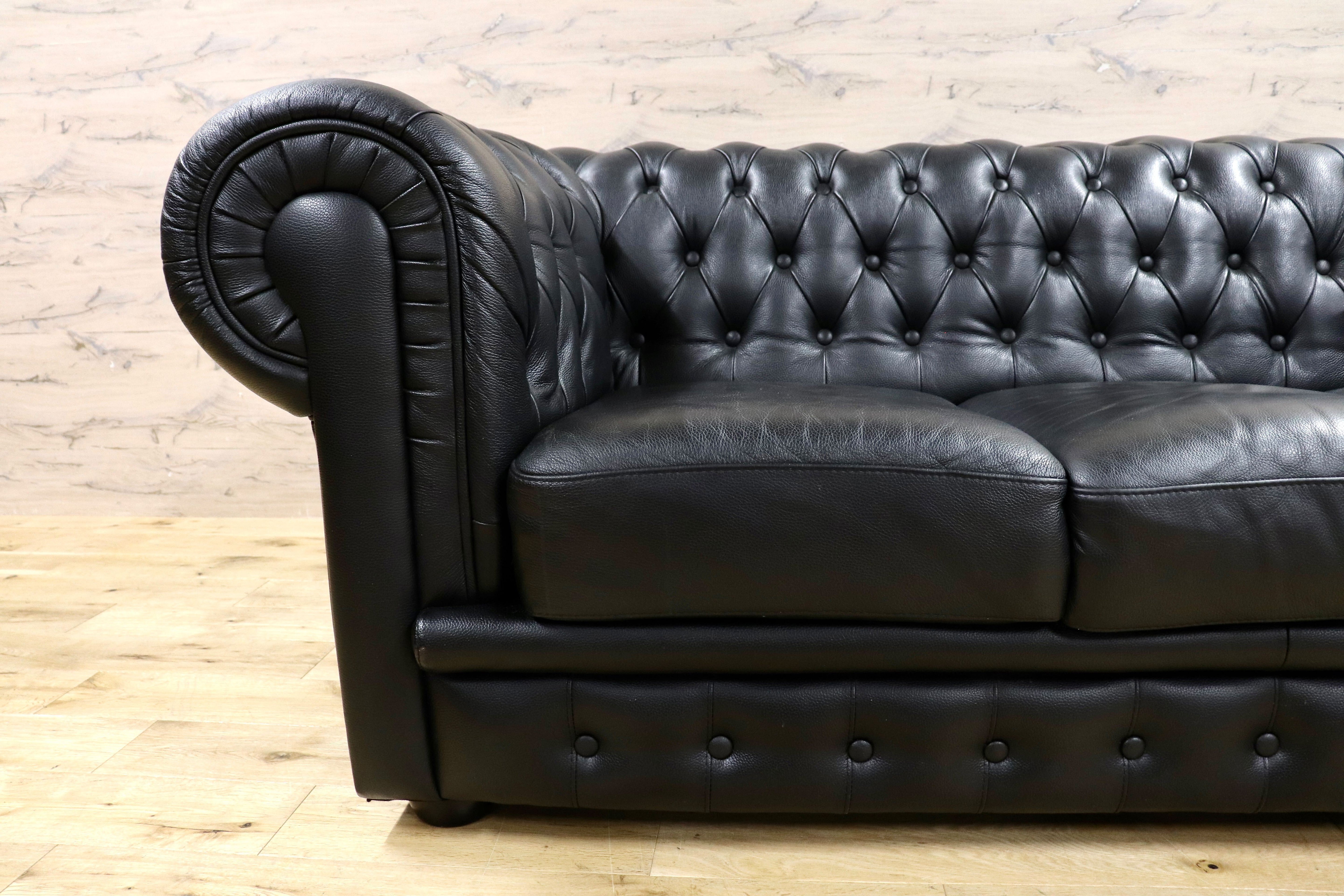 GMIH299A○チェスターフィールド 3人掛けソファ トリプルソファ 3シーター 本革 レザー ヴィンテージ アンティーク 英国スタイル