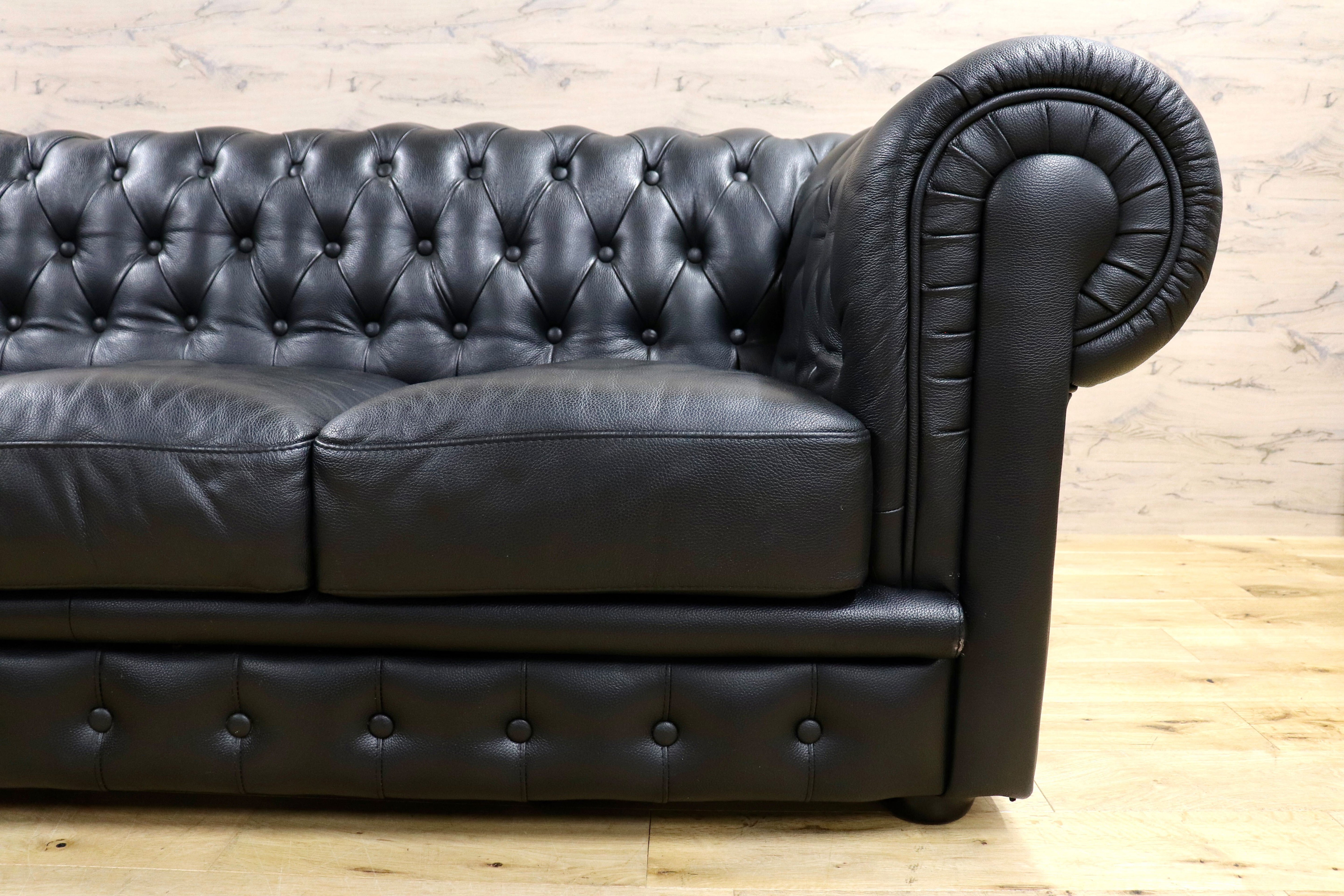 GMIH299A○チェスターフィールド 3人掛けソファ トリプルソファ 3シーター 本革 レザー ヴィンテージ アンティーク 英国スタイル