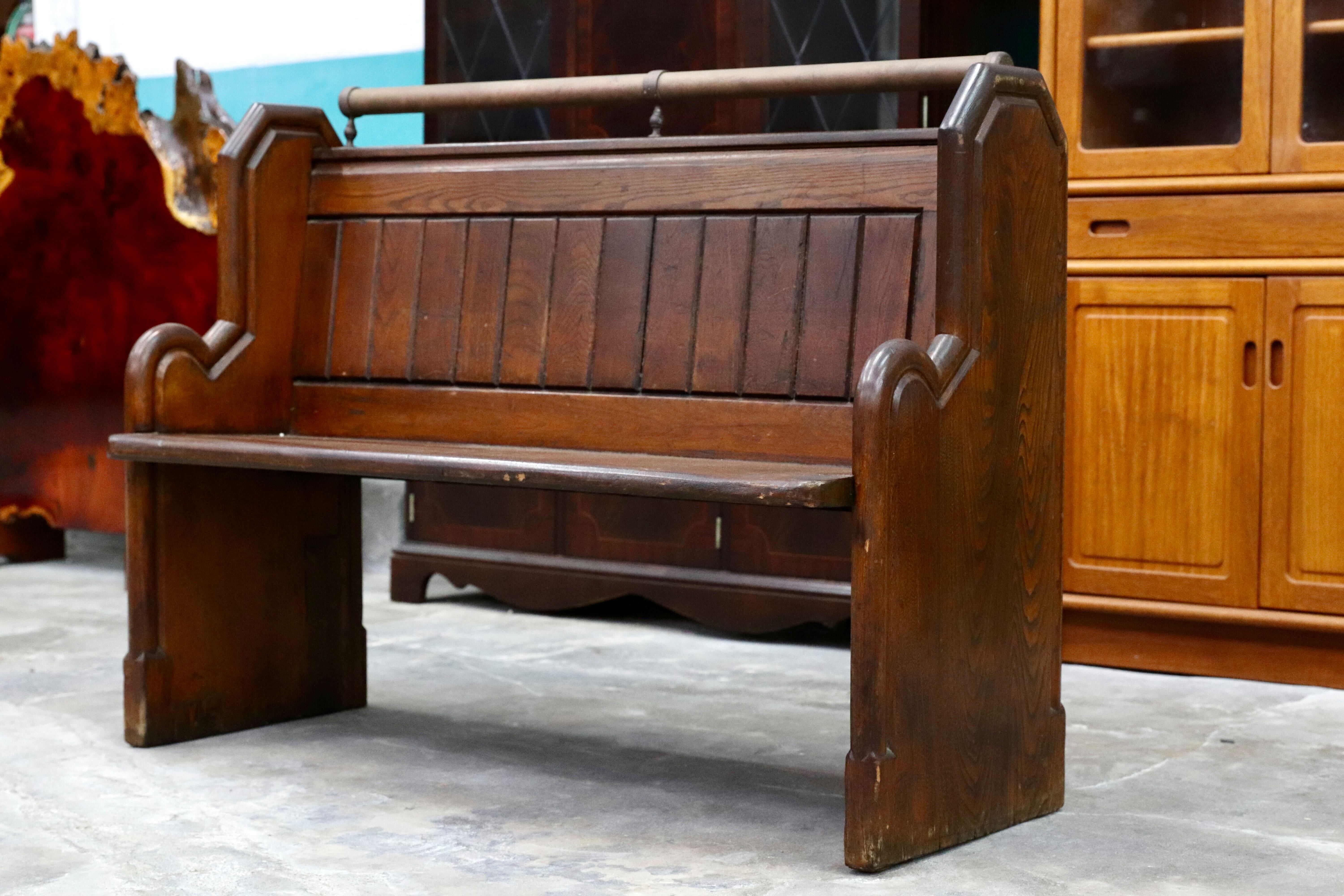 【幅220cm】イギリスにて購入♪チャーチベンチ GMIK403○西洋 イギリス アンティーク チャーチベンチ 長椅子 無垢材