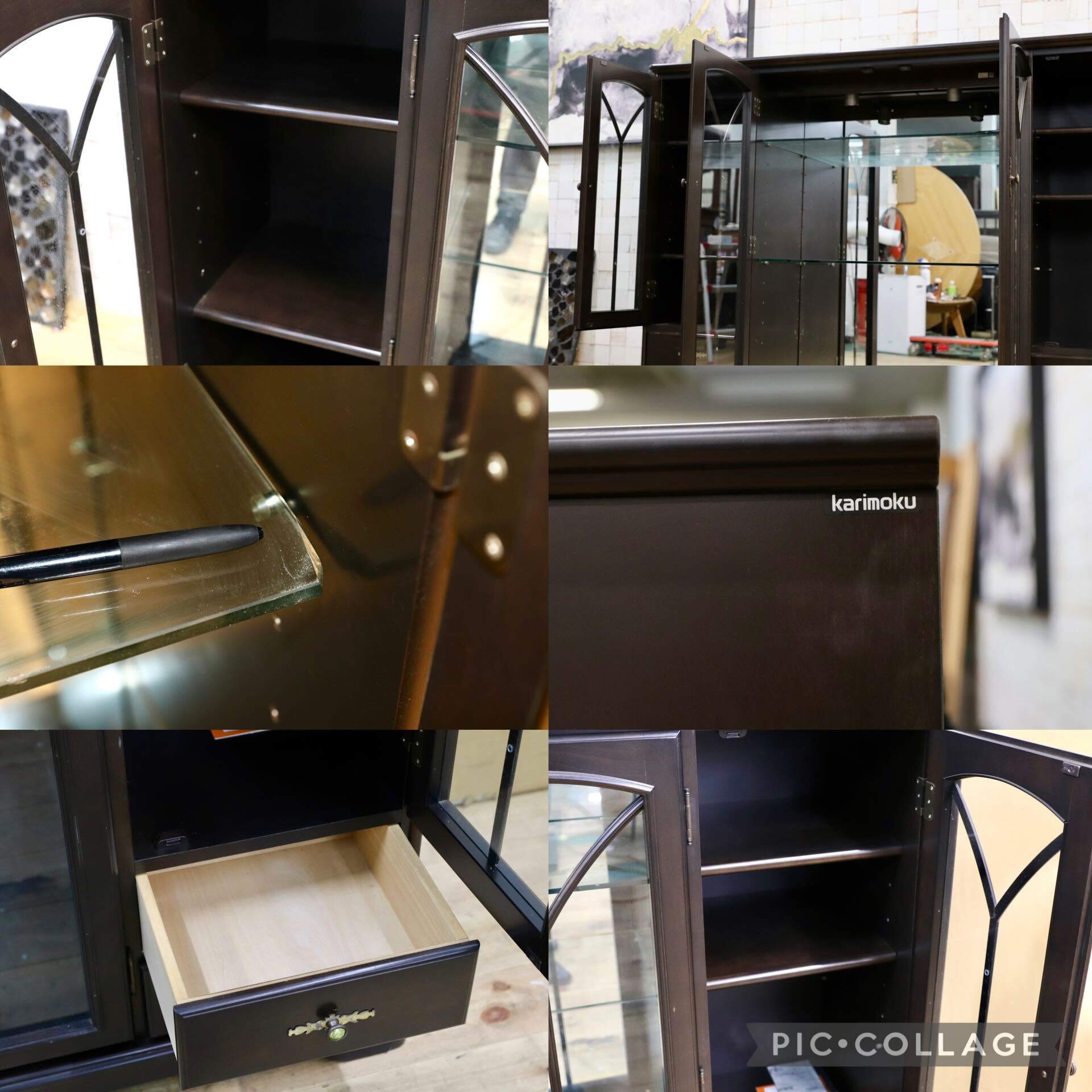GMIH475○karimoku / カリモク アンティーク サイドボード リビングボード キャビネット キュリオ クラシック ヴィンテージ 飾り棚