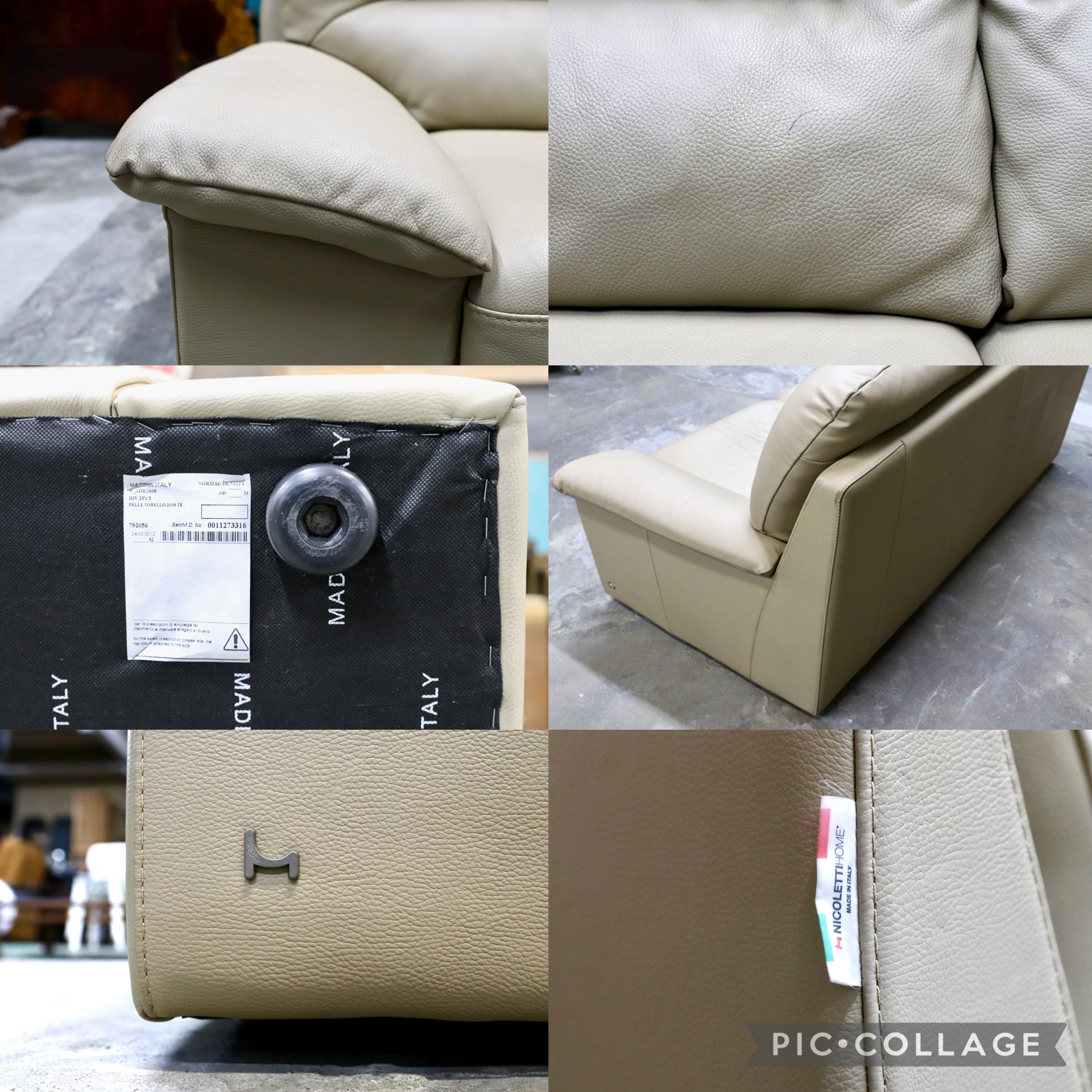 GMJK80○NICOLETTI HOME / ニコレッティホーム イタリア最高級 総本革 2人掛けソファ ラブソファ IDC大塚家具取扱 ベージュ 約40万