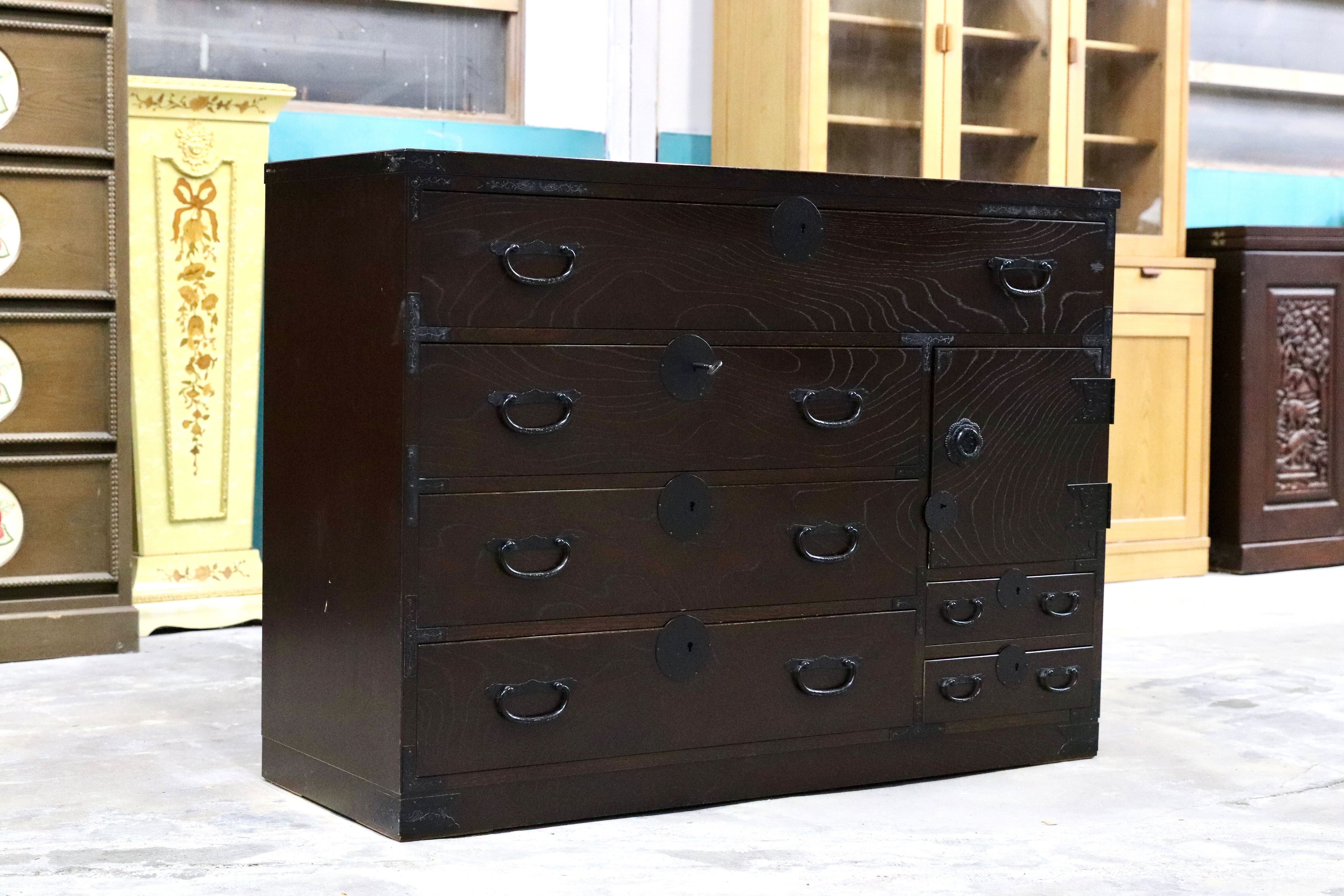 GMIK648A○青木産業 江戸 箪笥 タンス サイドボード リビングボード アンティーク 和家具 レトロ 古民家 家具