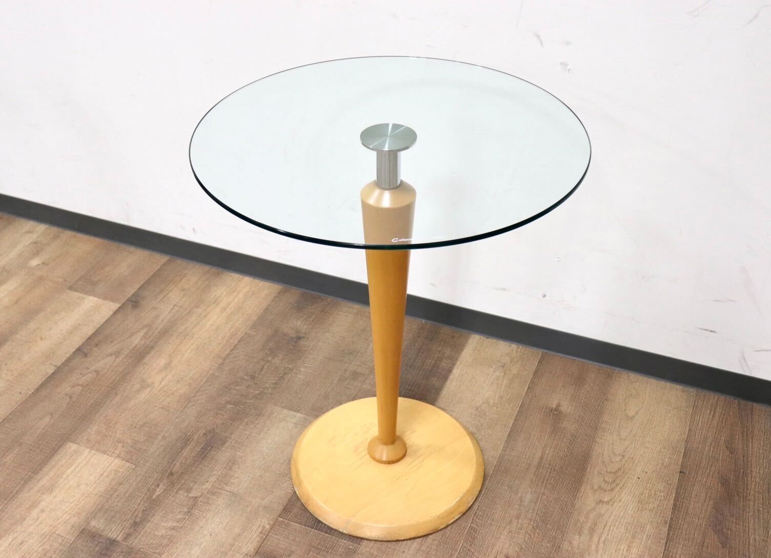 GMGK542○Calligaris / カリガリス サイドテーブル ガラステーブル コーヒーテーブル ラウンドテーブル ビーチ材 モダン イタリア製